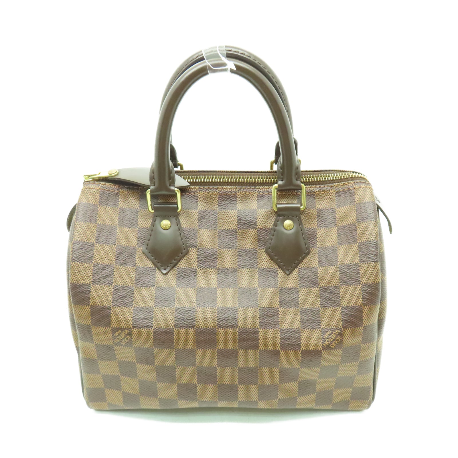 LOUIS VUITTON Damier Speedy 25金扣手挽袋棕色