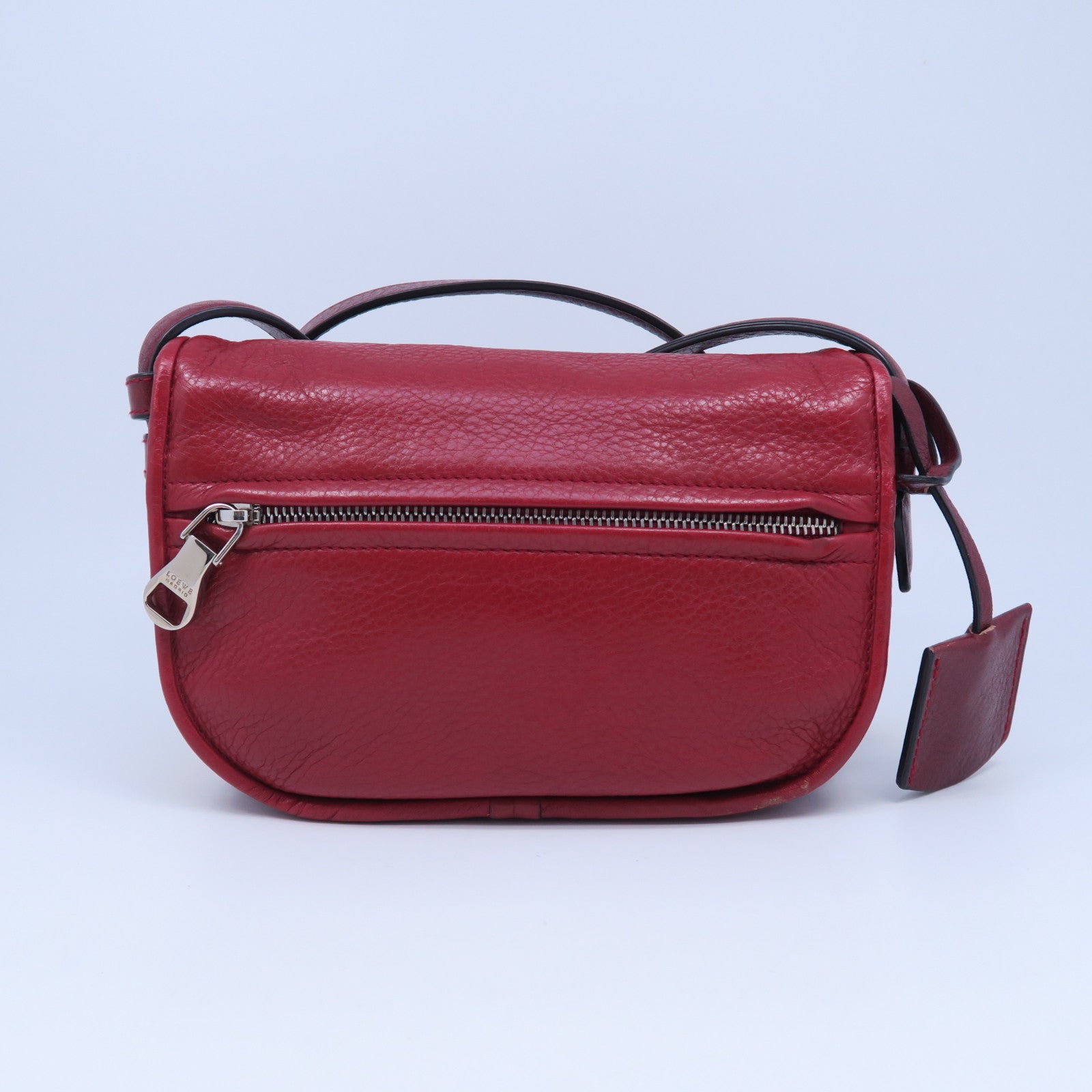 LOEWE 牛皮皮革Shoulder Bag銀扣肩背袋紅色