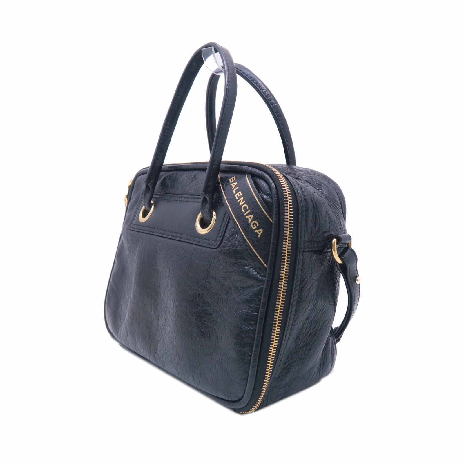 BALENCIAGA 牛皮皮革Blanket Square Bag金扣手挽肩背兩用袋黑色