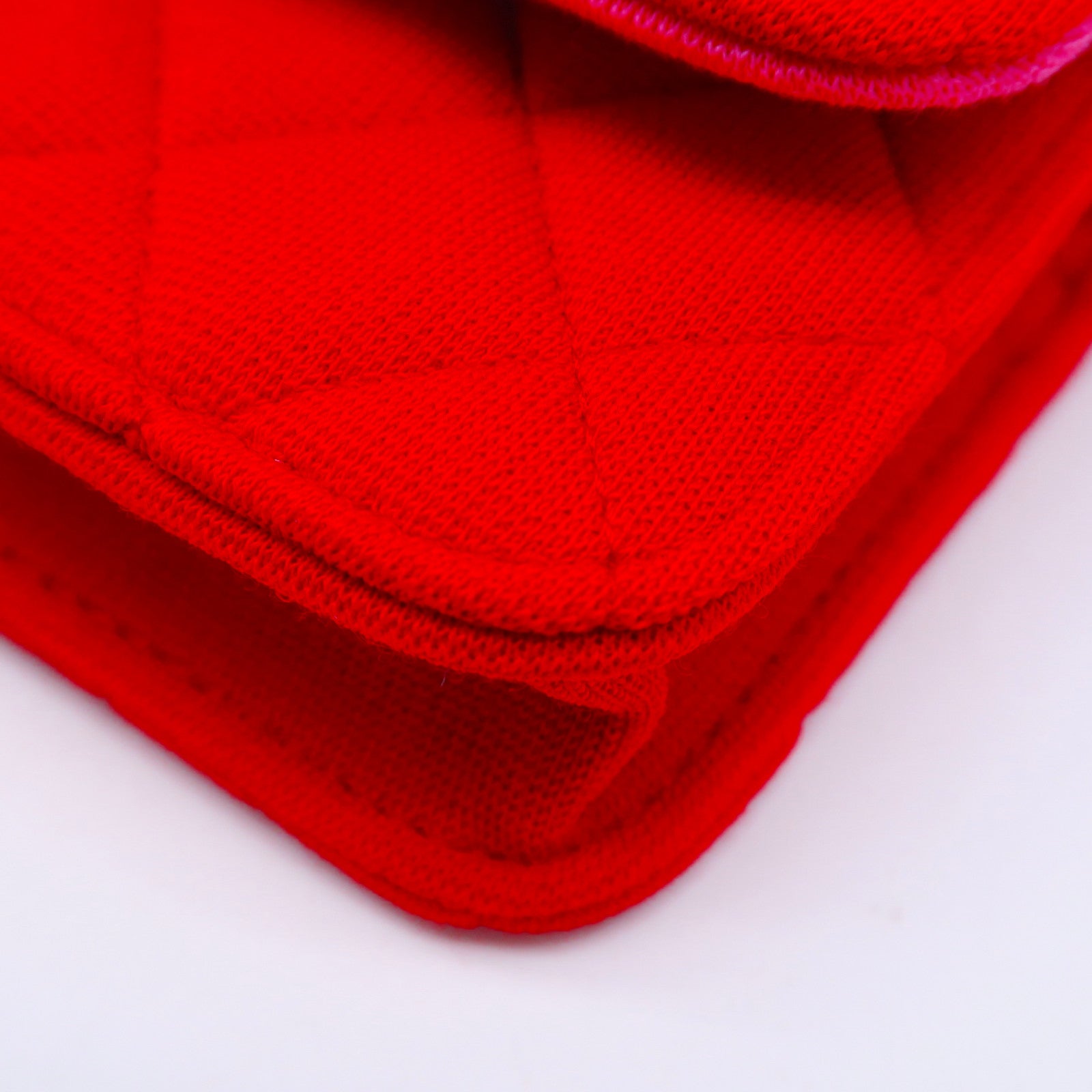 CHANEL 【激減優惠】菱格帆布Card Case With Chain金扣肩背袋紅色