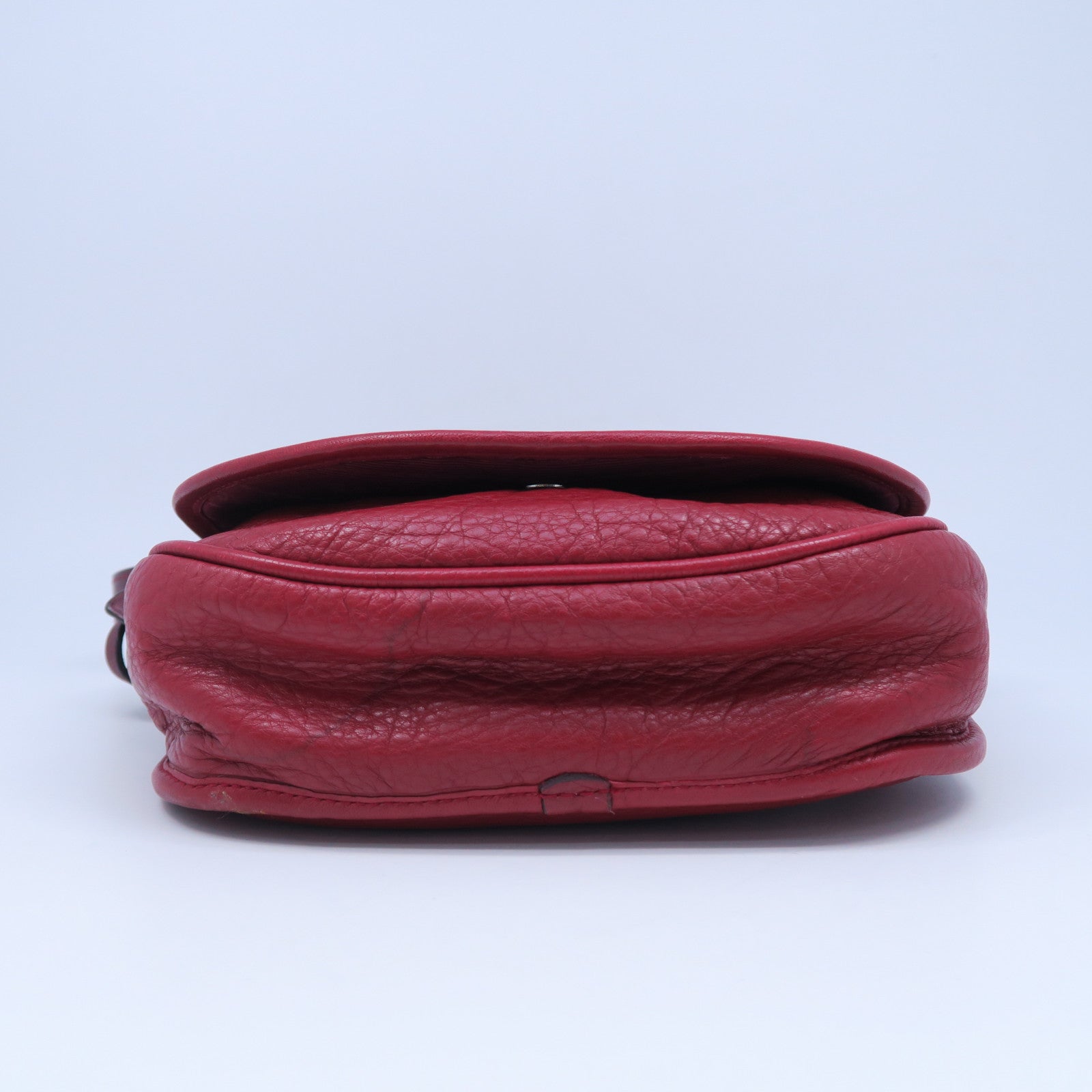 LOEWE 牛皮皮革Shoulder Bag銀扣肩背袋紅色