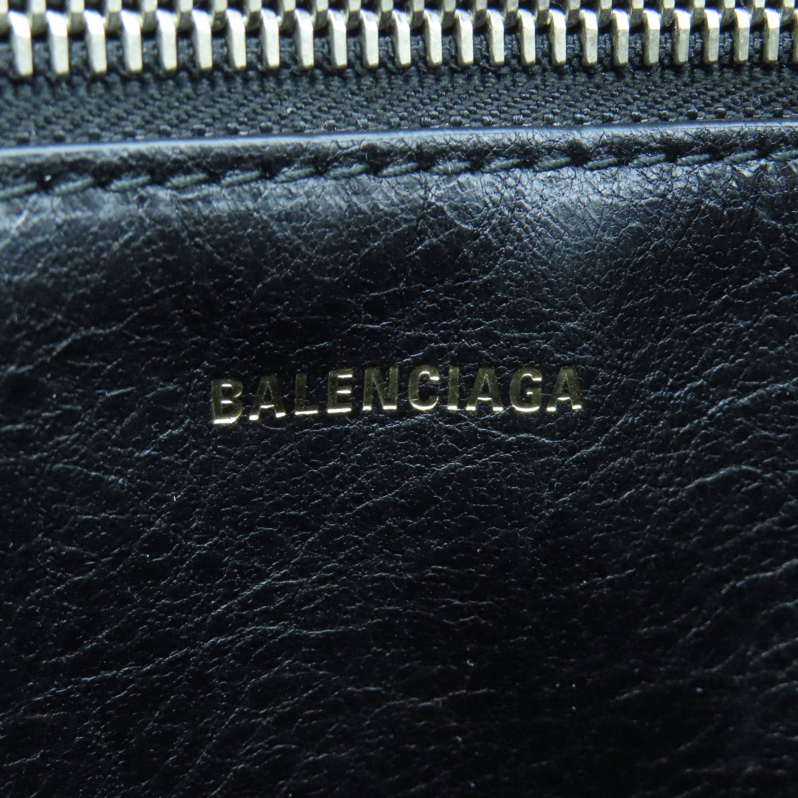 BALENCIAGA Cowhide Leather Shopper Bazar Silver Buckle Handle Shoulder Backpack Black