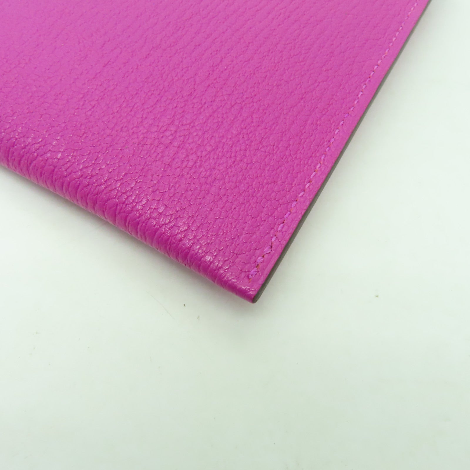 HERMES Chevre皮革Envelope Trio Wallet銀扣手提包紫色/橙色/芥末色