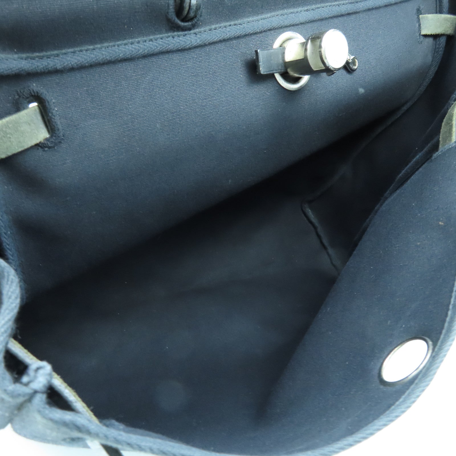 HERMES 帆布Herbag GM銀扣手挽肩背兩用袋黑色