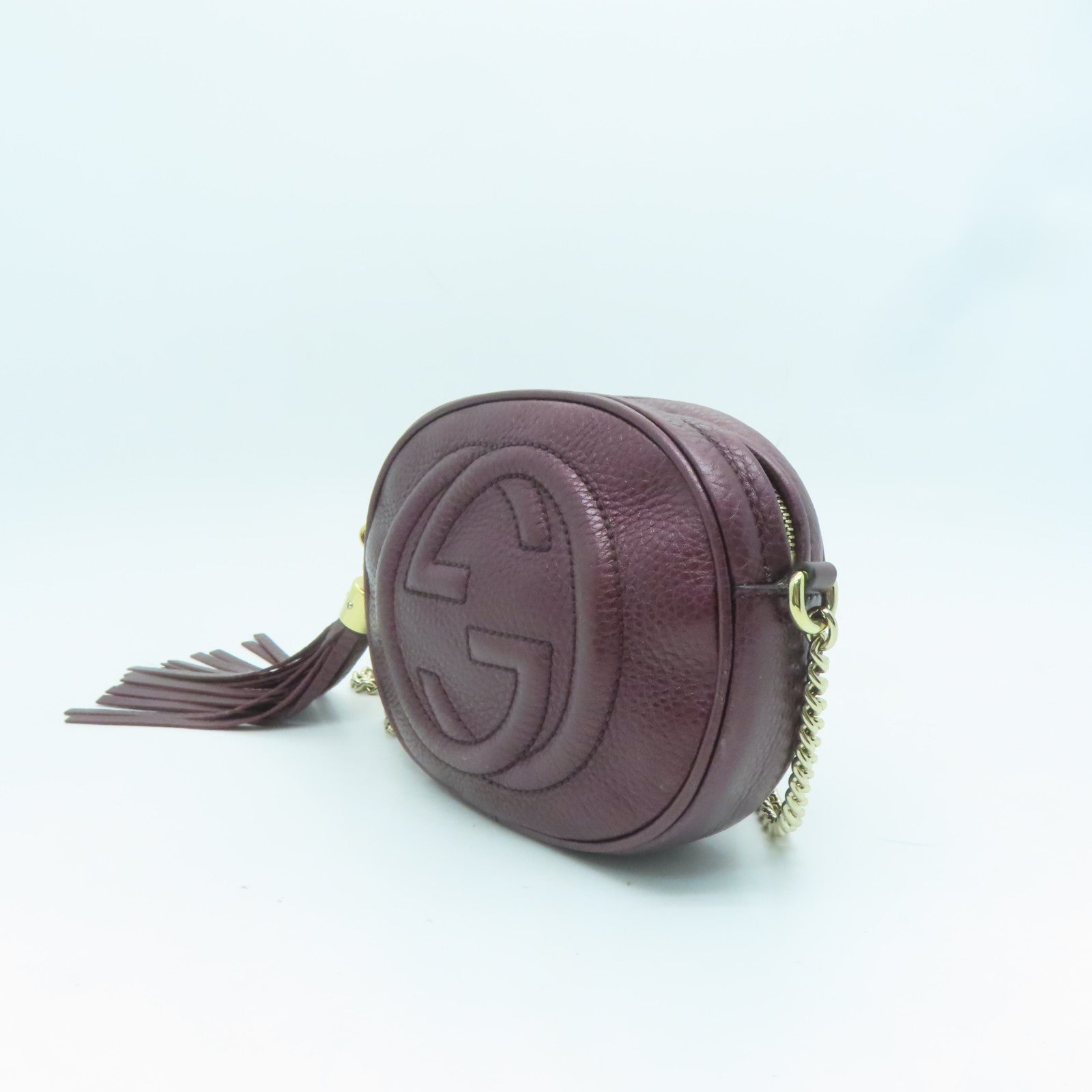 GUCCI 牛皮皮革Shoulder Bag金扣鏈帶肩背袋紫色