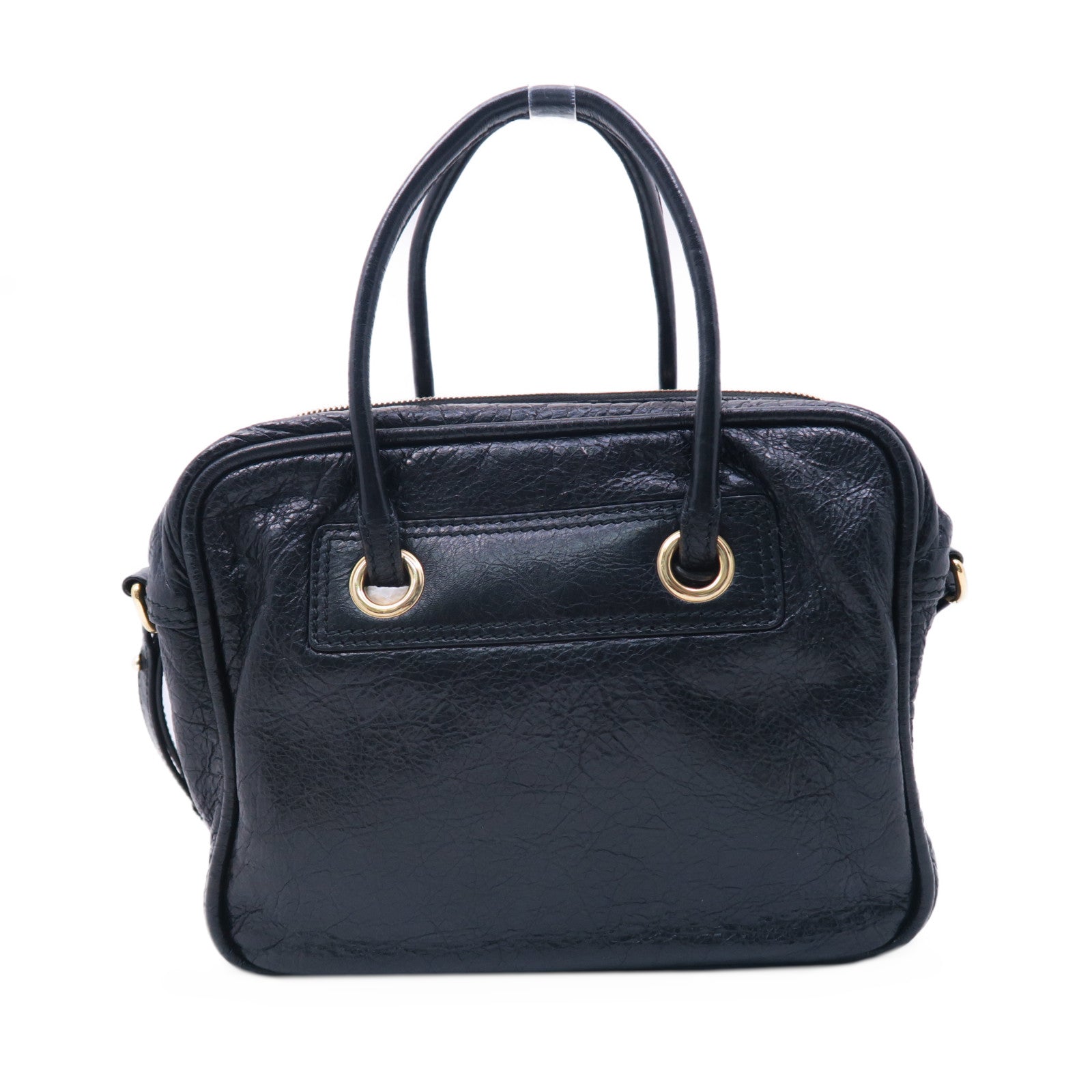 BALENCIAGA 牛皮皮革Blanket Square Bag金扣手挽肩背兩用袋黑色