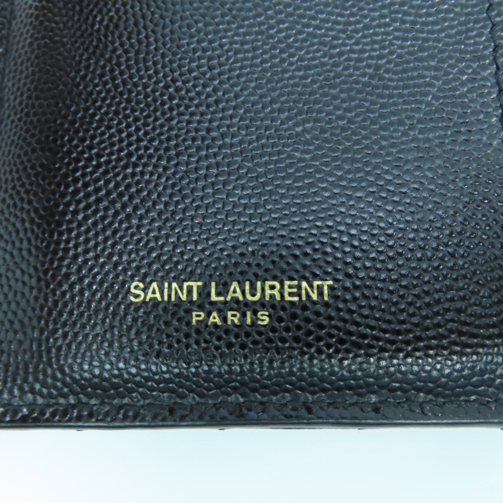 SAINT LAURENT Fold Wallet Gold Buckle Long Wallet in Twill Calfskin Leather