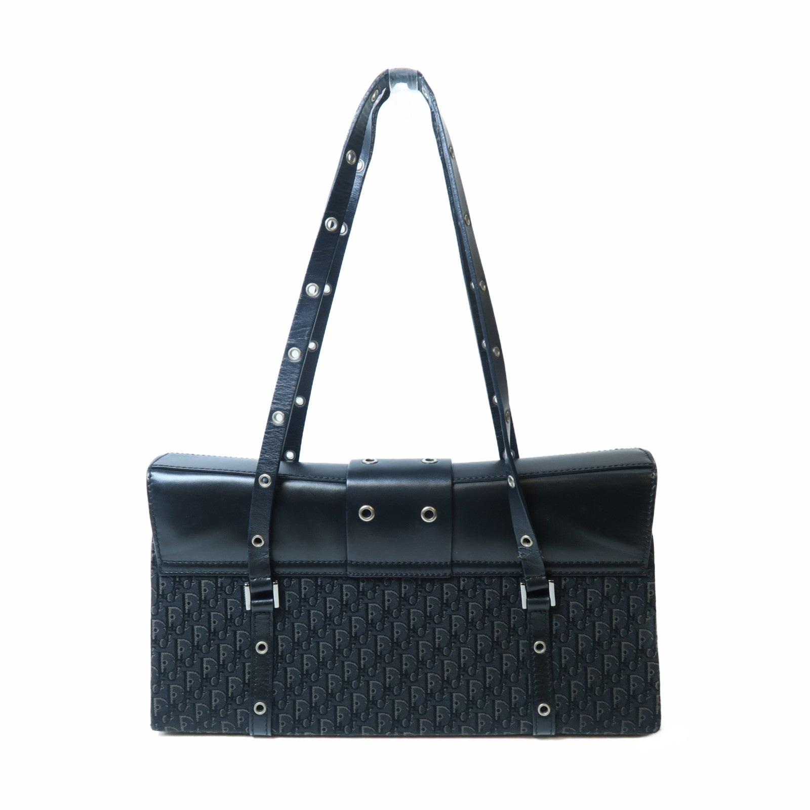 Dior 帆布Vintage Handbag銀扣手挽袋黑色