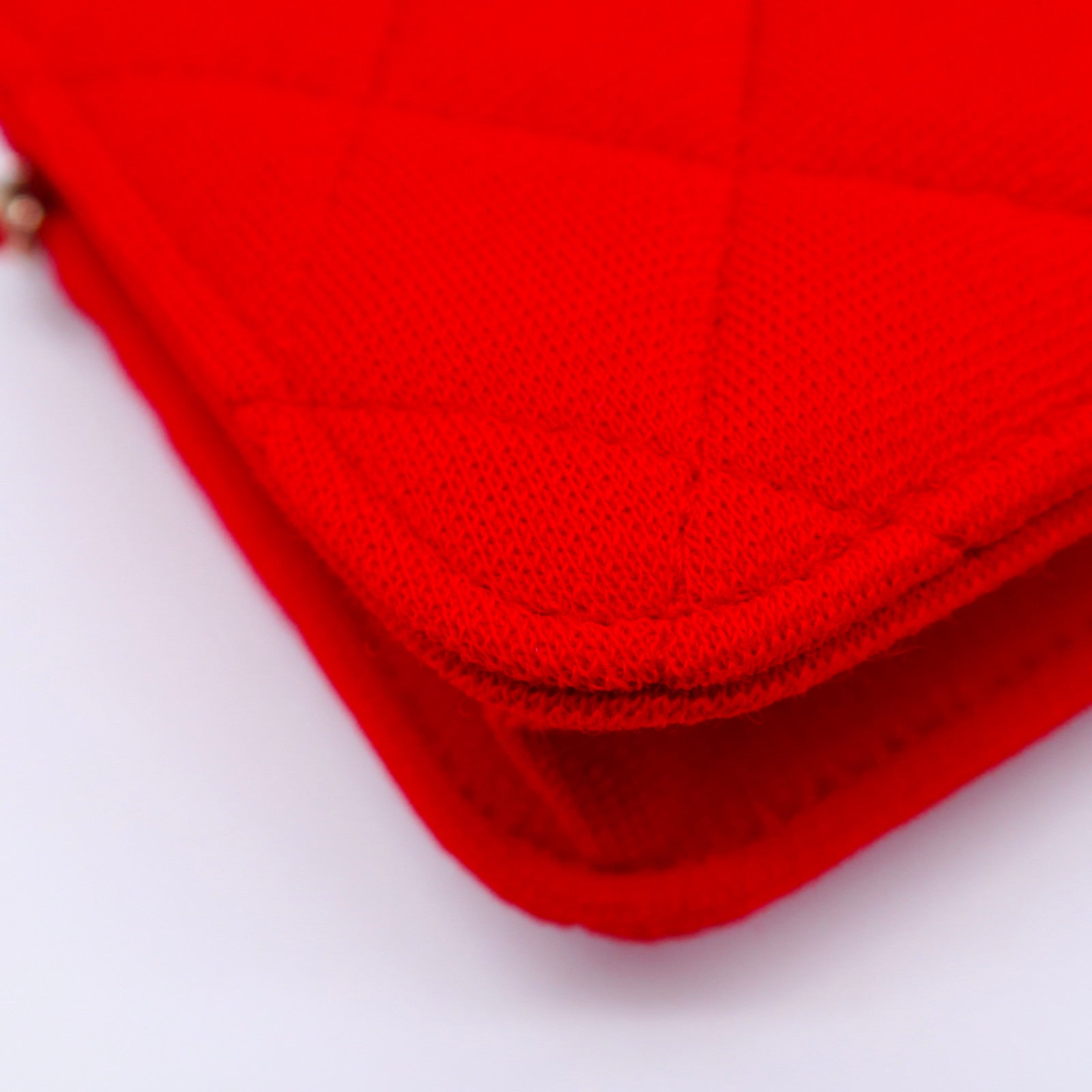 CHANEL 【激減優惠】菱格帆布Card Case With Chain金扣肩背袋紅色