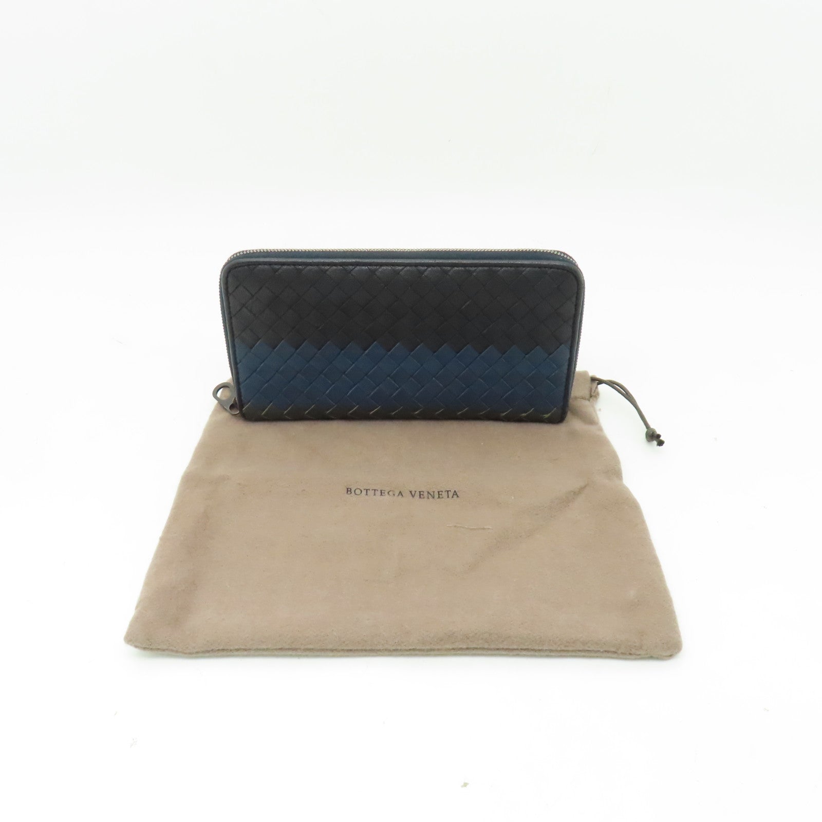 BOTTEGA VENETA 織紋皮革Zipper Long Wallet長錢包黑色/藍色/灰色
