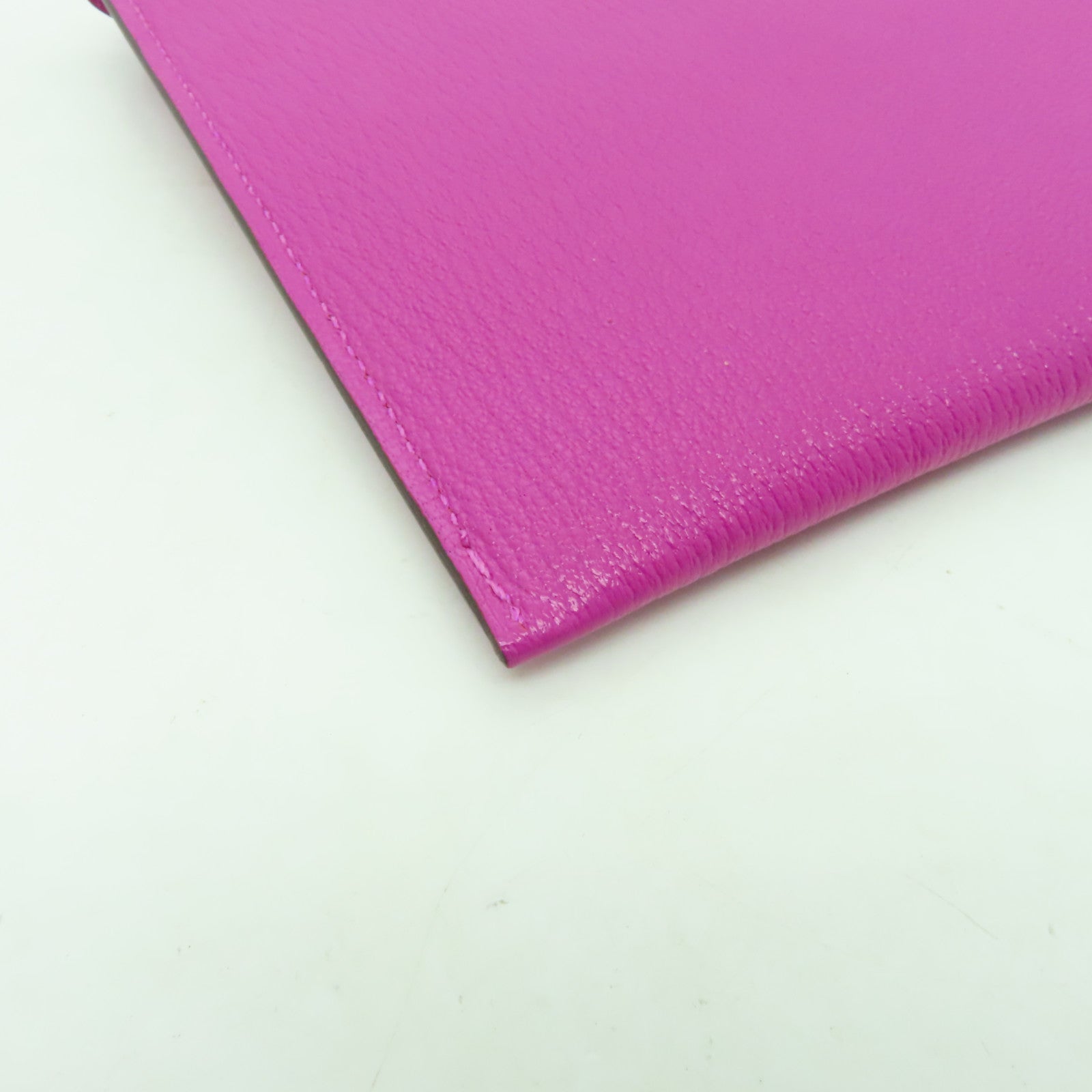 HERMES Chevre皮革Envelope Trio Wallet銀扣手提包紫色/橙色/芥末色