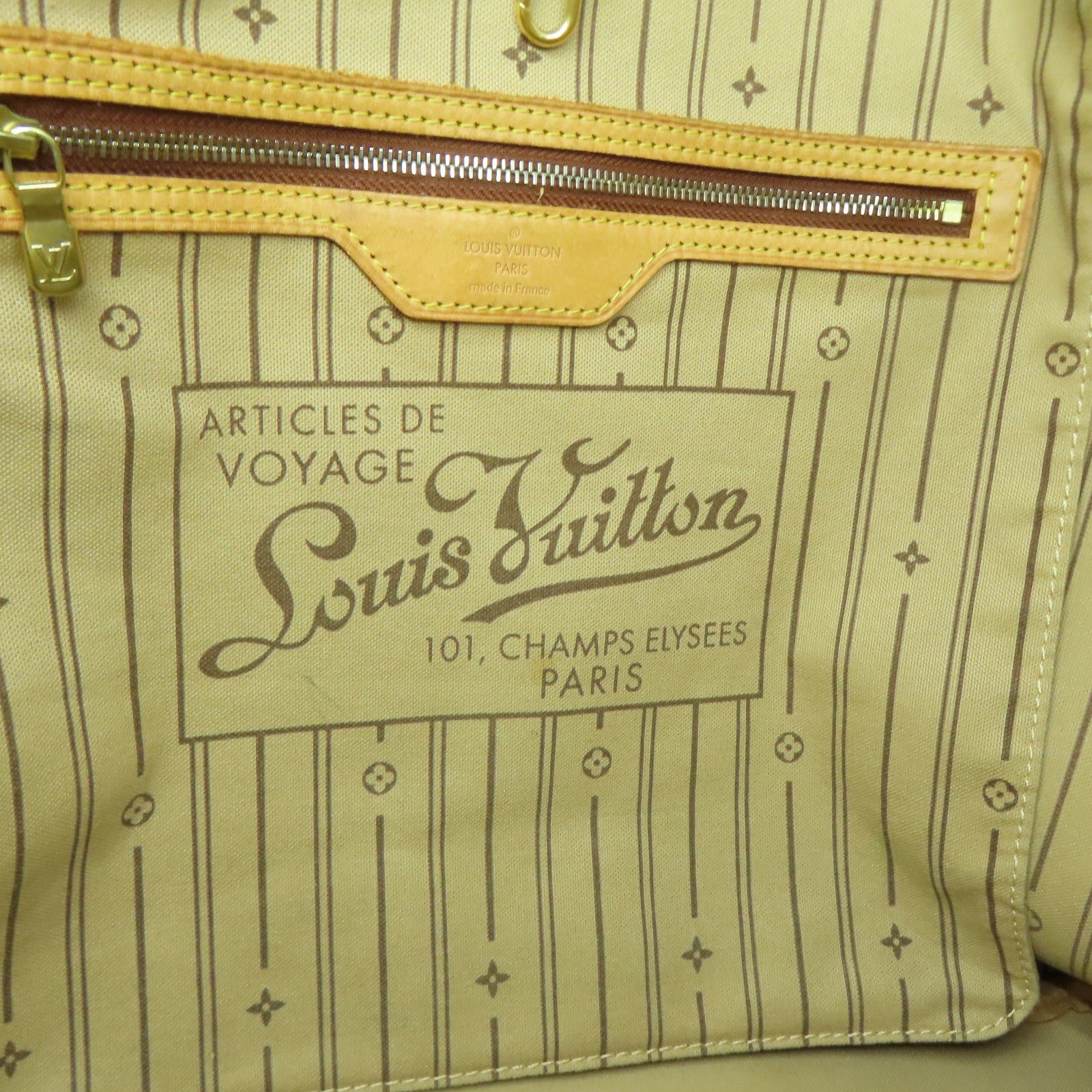 LOUIS VUITTON Monogram Neverfull GM金扣手挽袋啡色