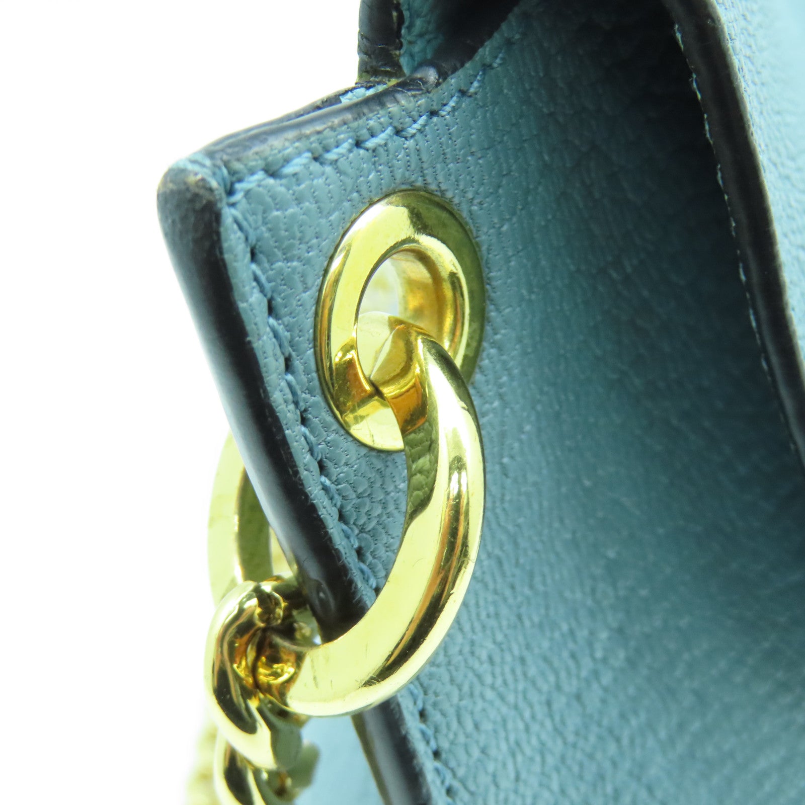 LOEWE 牛皮皮革Avenue Shoulder Bag金扣鏈帶肩背袋淺藍色
