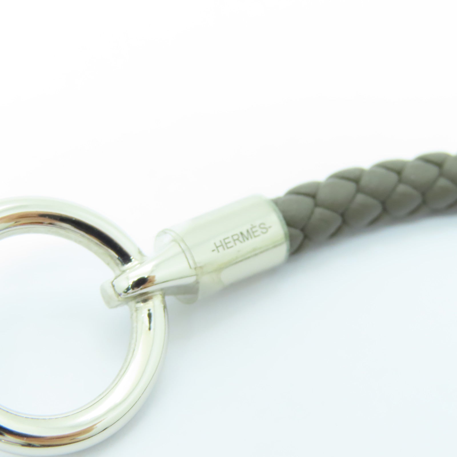 HERMES Swift皮革Glenan Bracelet銀扣手鏈Etain錫灰色