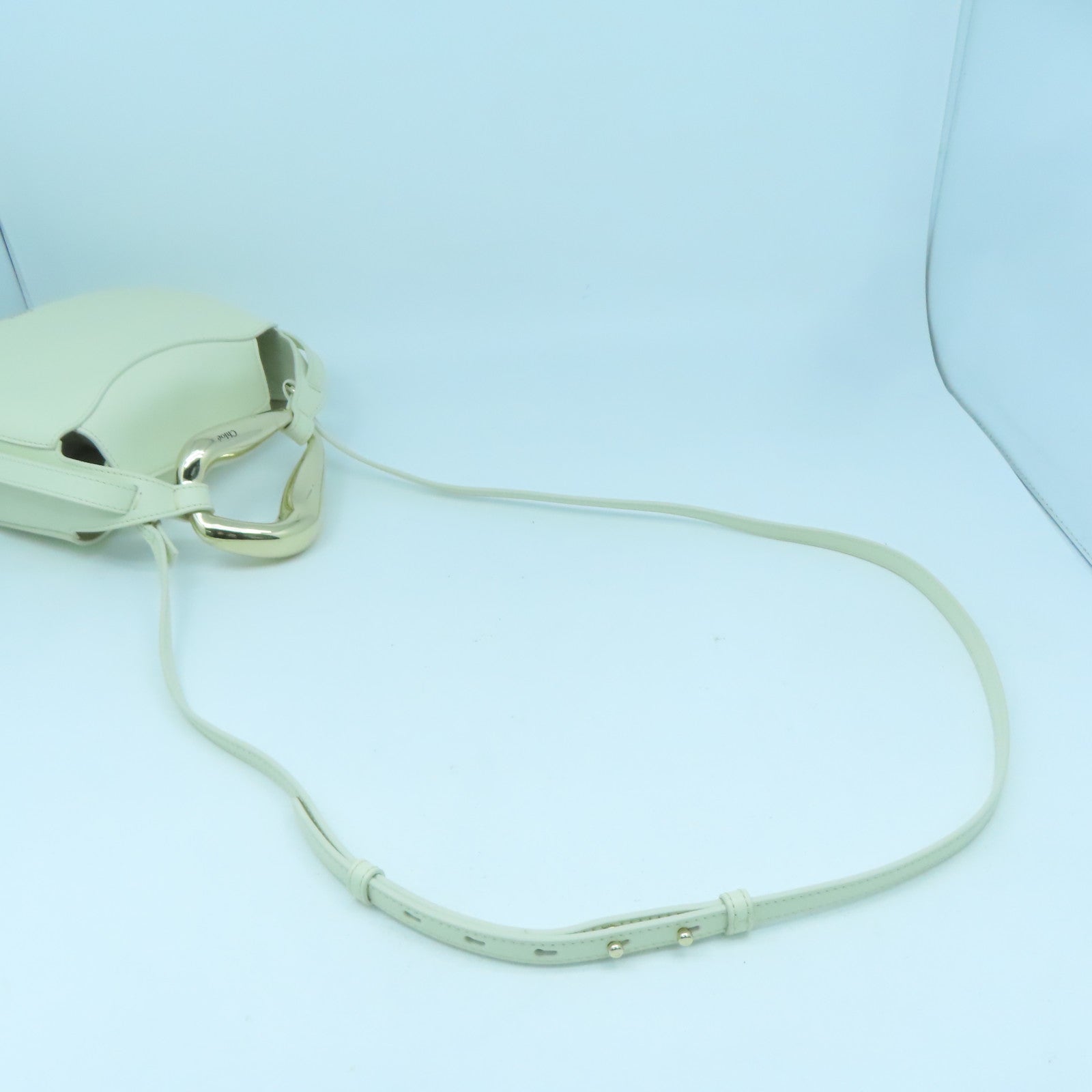 Chloe 牛皮皮革2 Way Shoulder金扣手挽肩背兩用袋白色
