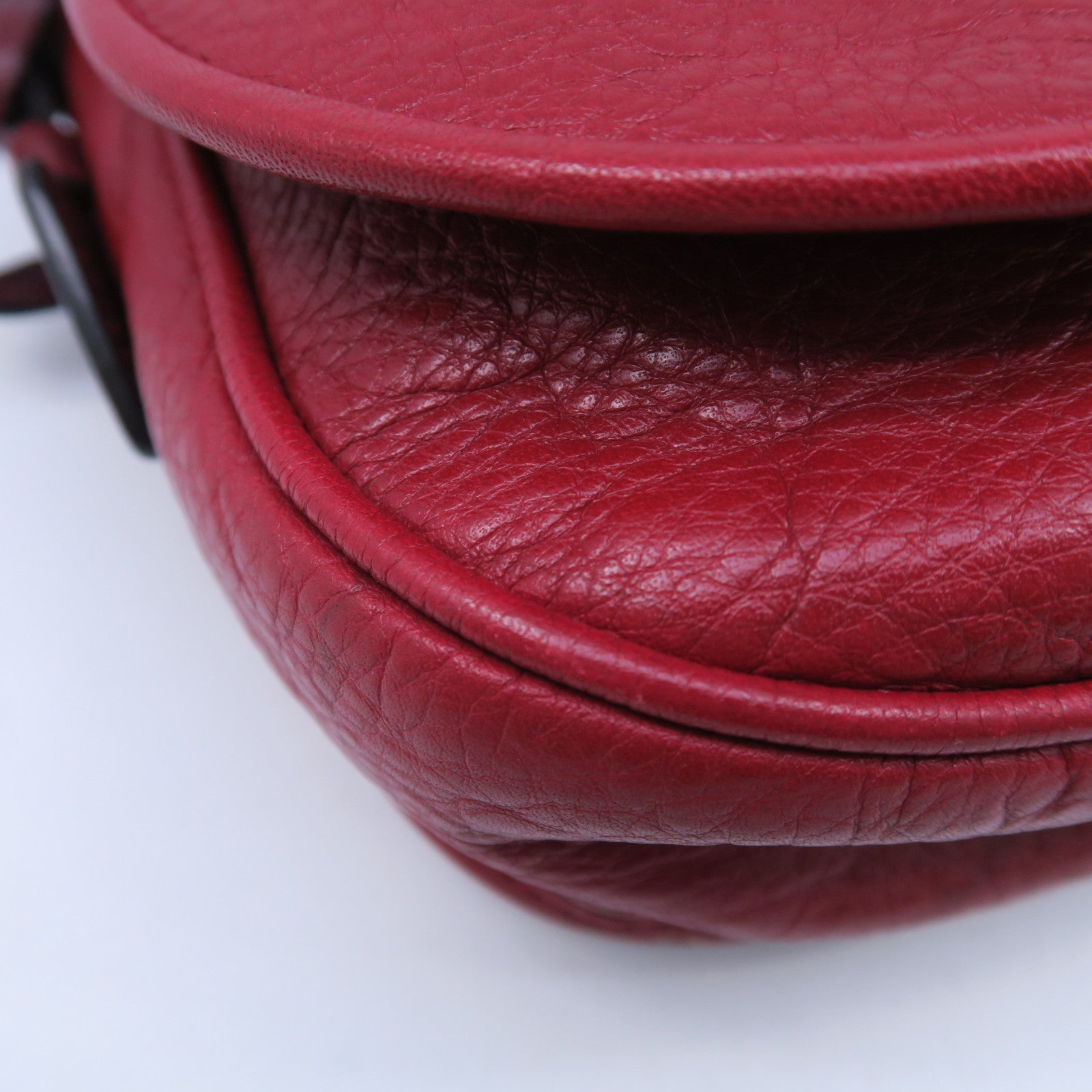 LOEWE 牛皮皮革Shoulder Bag銀扣肩背袋紅色
