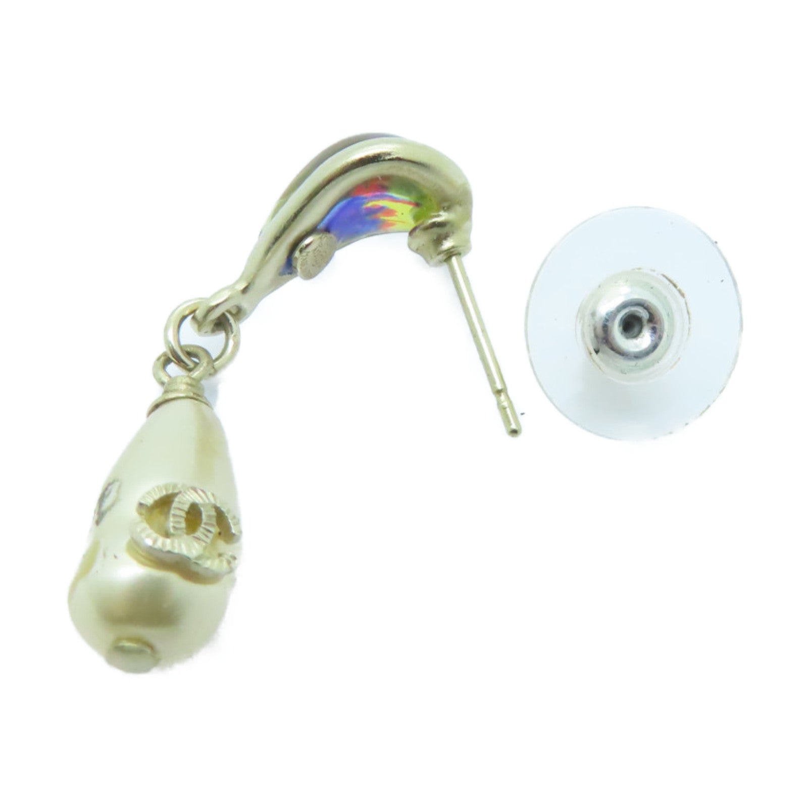 CHANEL 金屬/PVC Earrings耳環白色/藍色/粉紅色