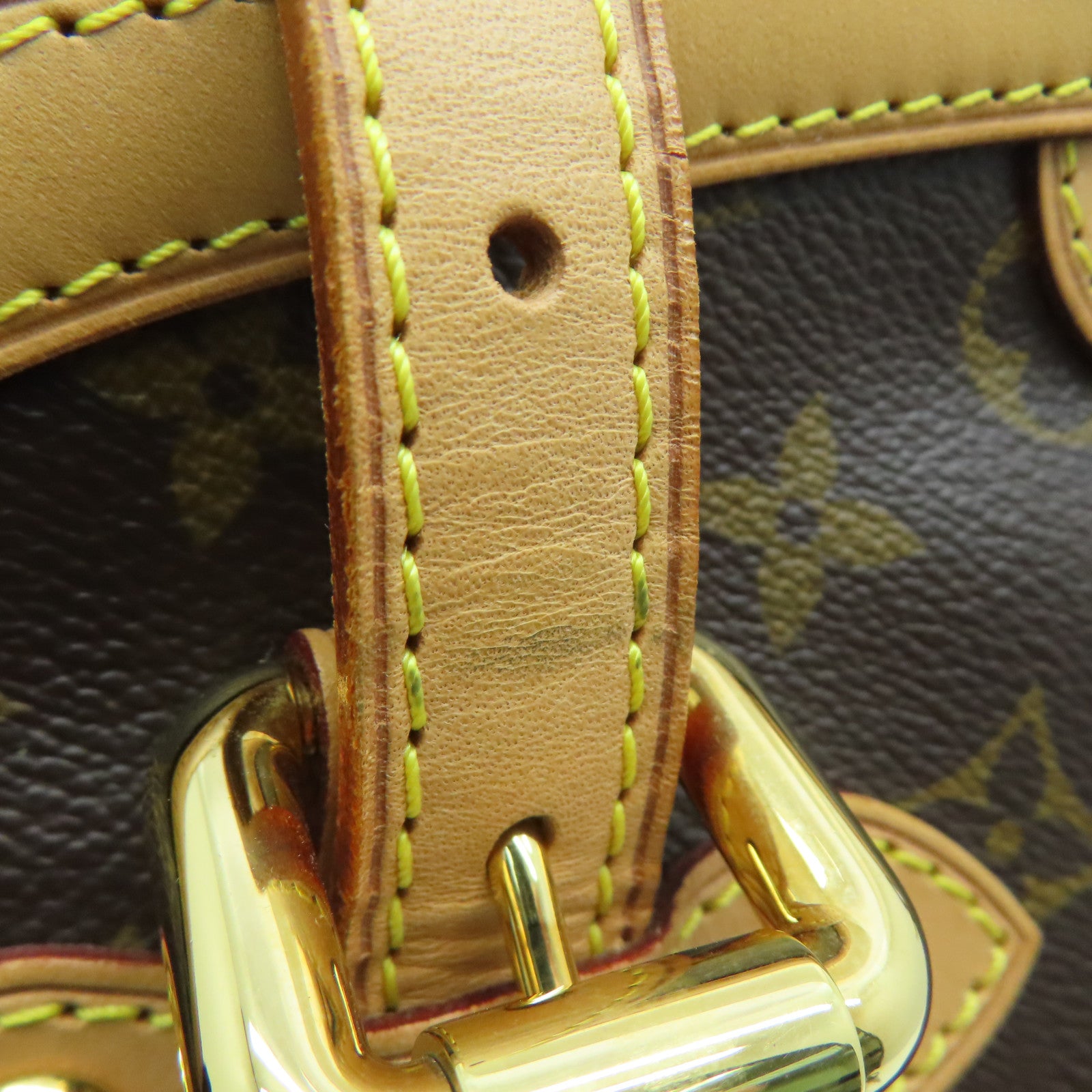 LOUIS VUITTON Monogram Tivoli GM gold buckle handle bag / shoulder bag brown