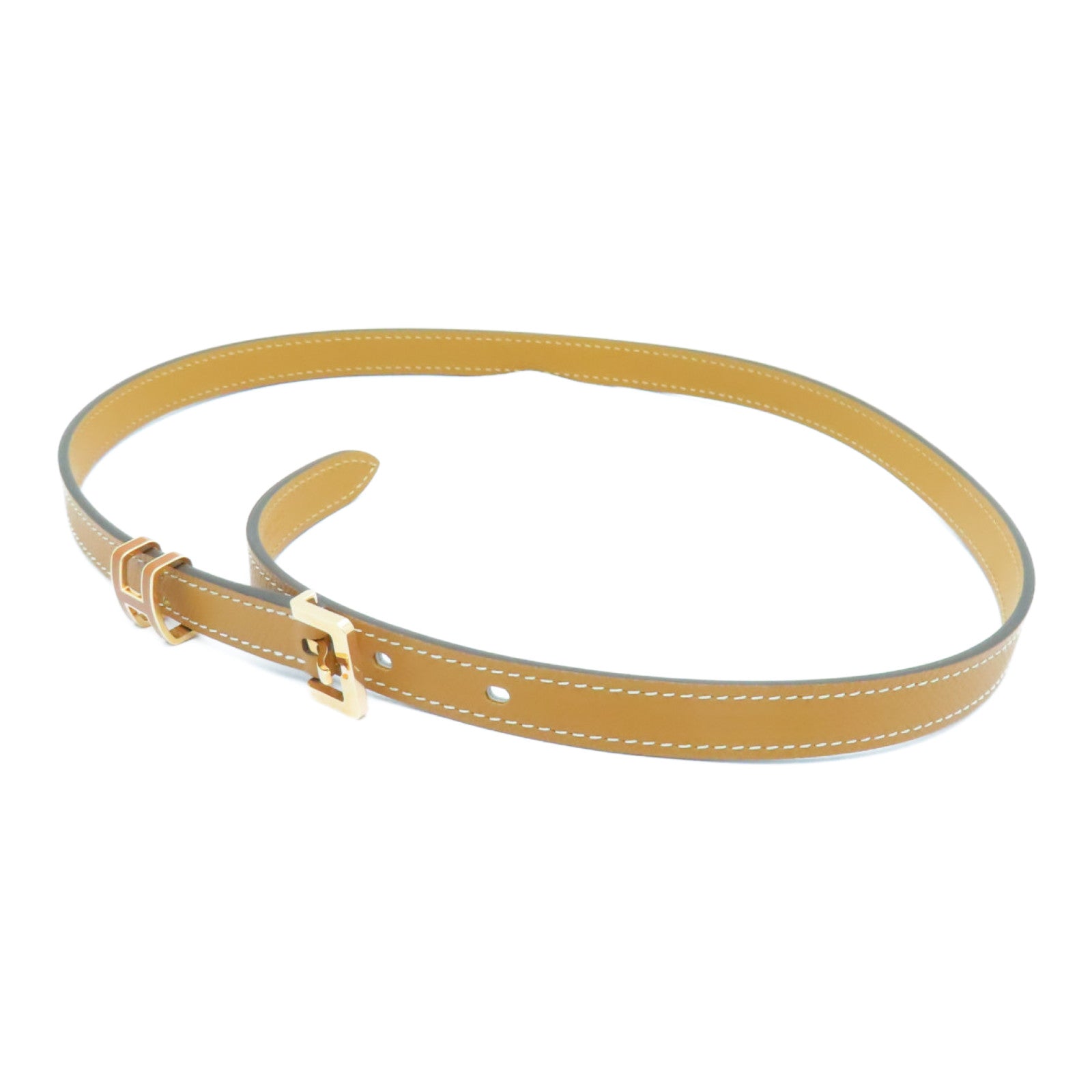 HERMES Epsom Leather Pop H Belt 70cm Gold Buckle Belt Gold Brown