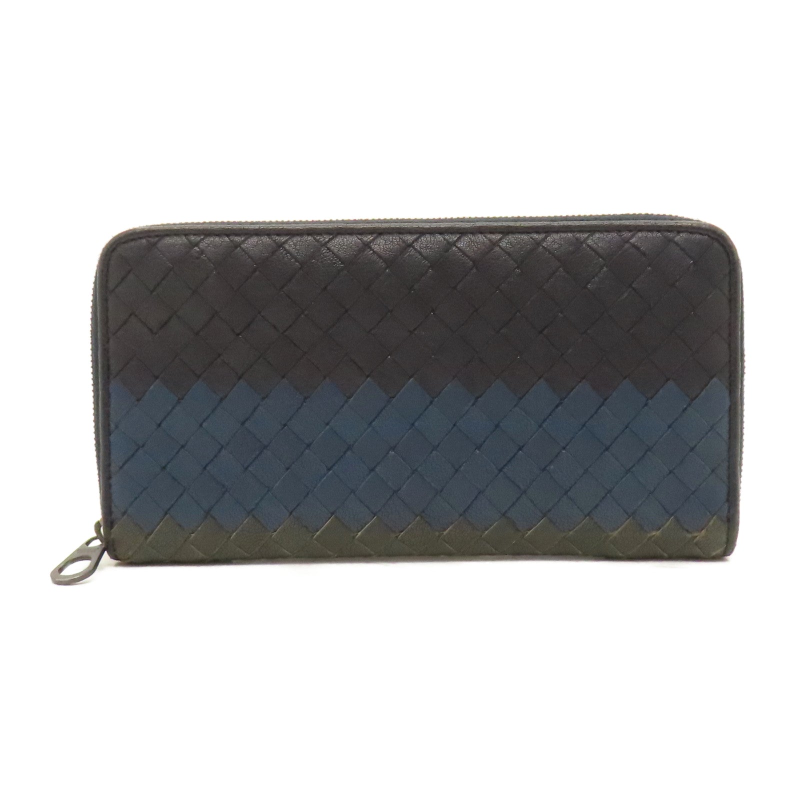BOTTEGA VENETA 織紋皮革Zipper Long Wallet長錢包黑色/藍色/灰色