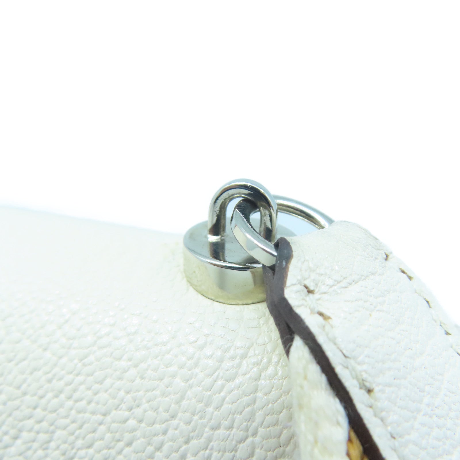 HERMES Mysore Goat Leather Mini Verrou Silver Buckle Shoulder Bag Nata White