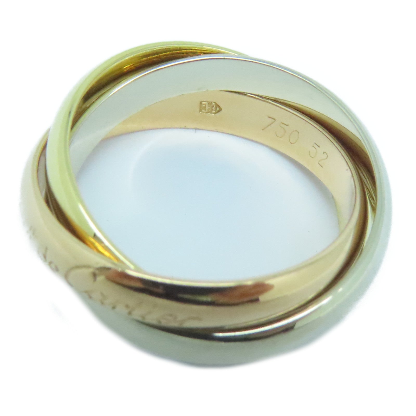 CARTIER 18K黃金/玫瑰金/白金Trinity戒指US#5.75/Cartier#52金色/粉金色/銀色