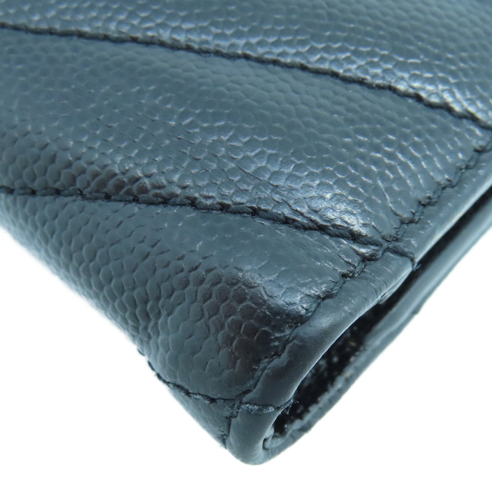 SAINT LAURENT Fold Wallet Gold Buckle Long Wallet in Twill Calfskin Leather