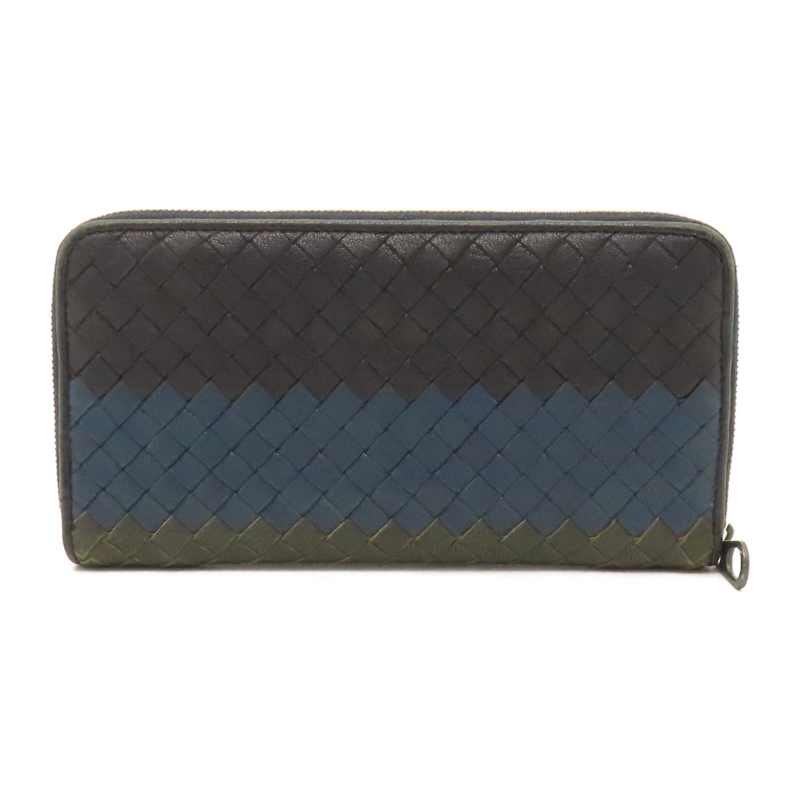 BOTTEGA VENETA 織紋皮革Zipper Long Wallet長錢包黑色/藍色/灰色