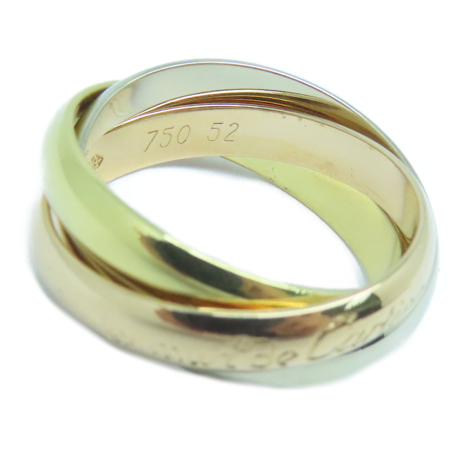 CARTIER 18K黃金/玫瑰金/白金Trinity戒指US#5.75/Cartier#52金色/粉金色/銀色