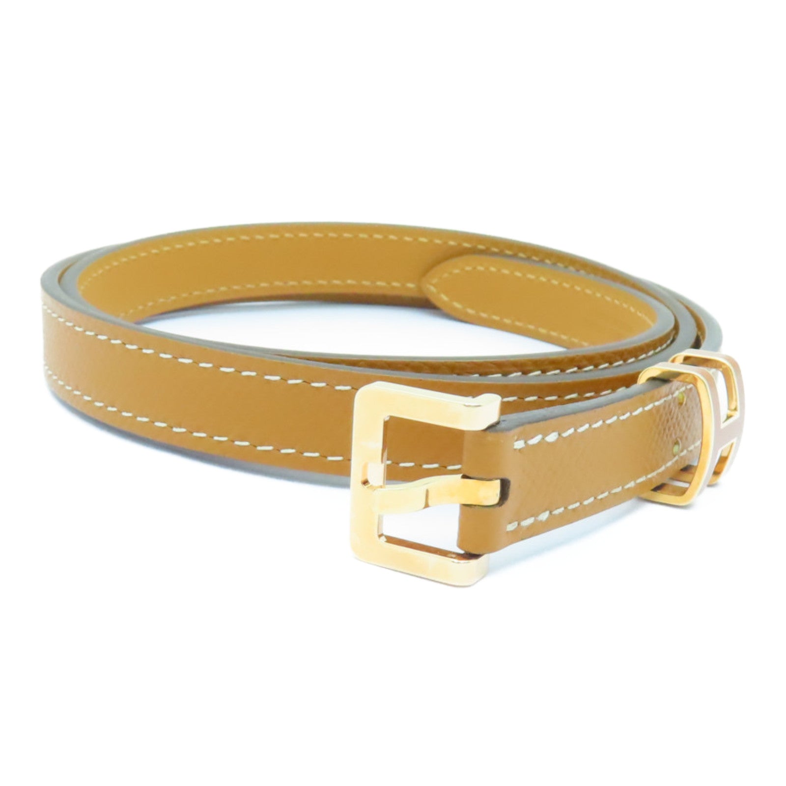 HERMES Epsom Leather Pop H Belt 70cm Gold Buckle Belt Gold Brown