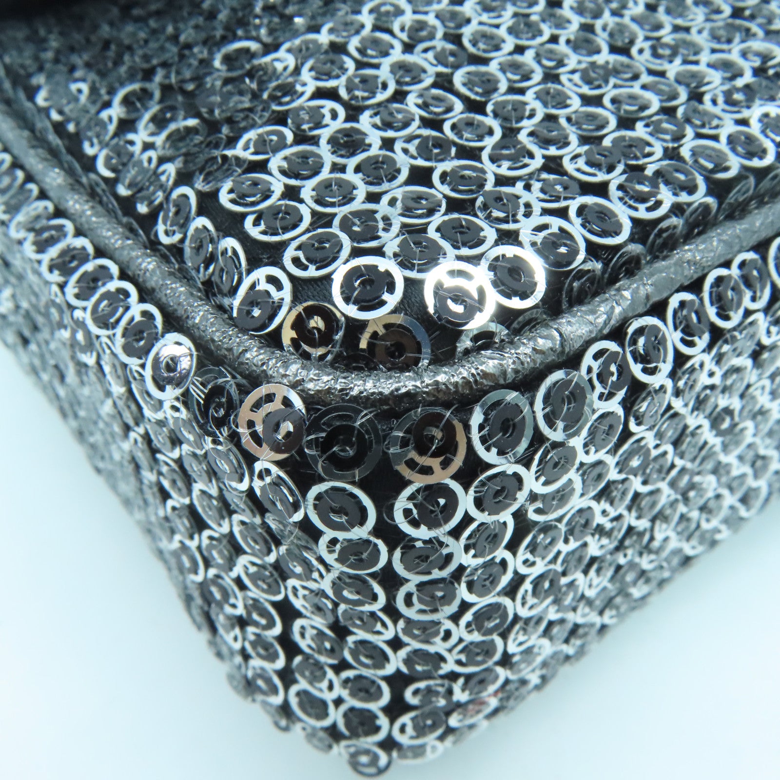 CHANEL beads Chain Shoulder silver buckle shoulder bag silver