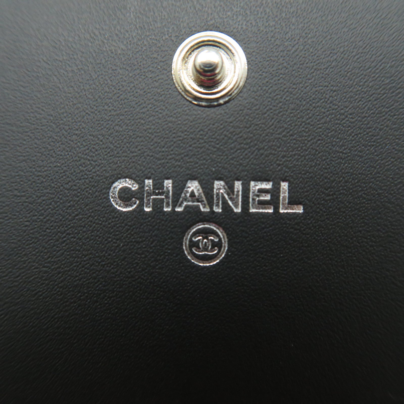 CHANEL 菱格牛皮皮革Cambon Wallet銀扣長錢包黑色