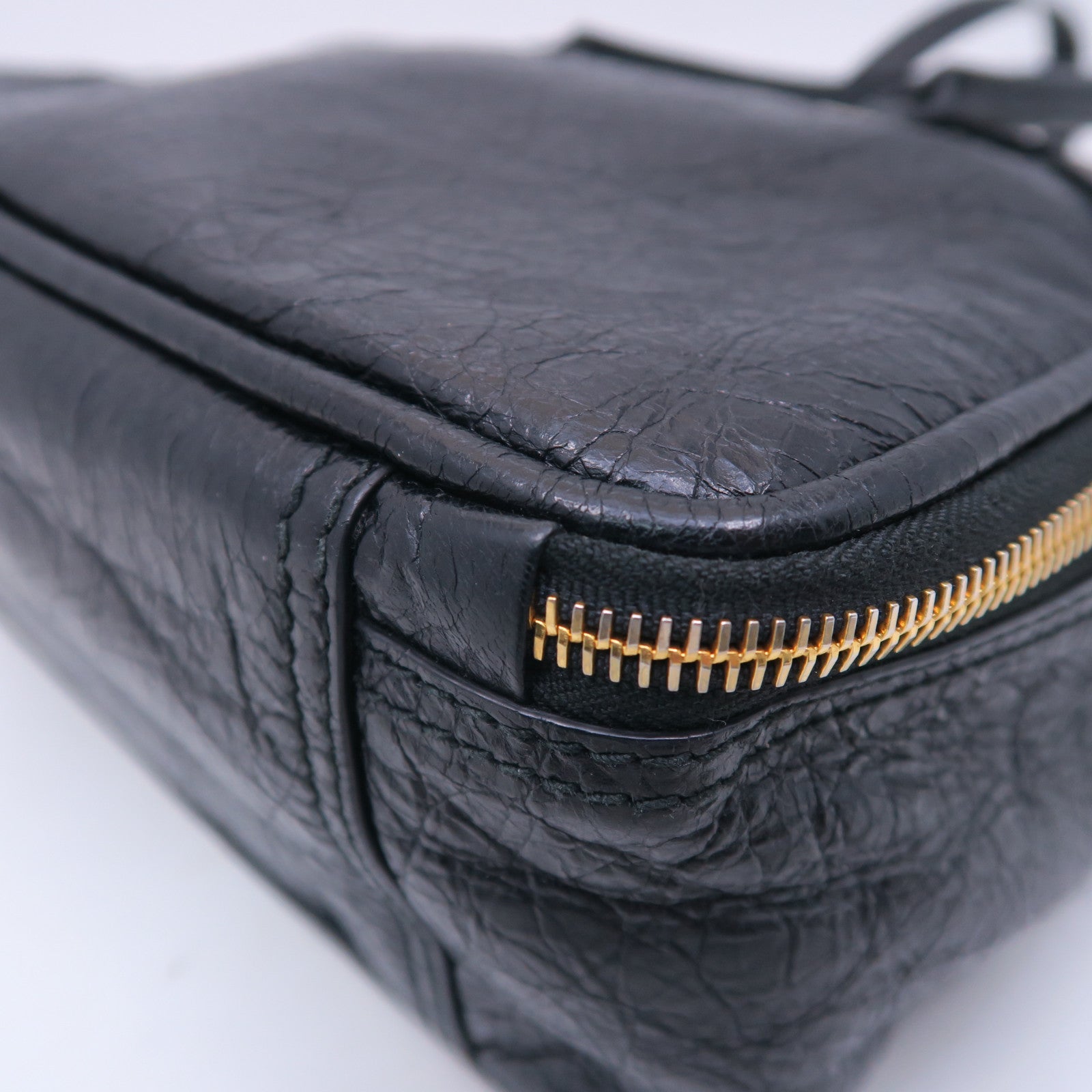 BALENCIAGA 牛皮皮革Blanket Square Bag金扣手挽肩背兩用袋黑色