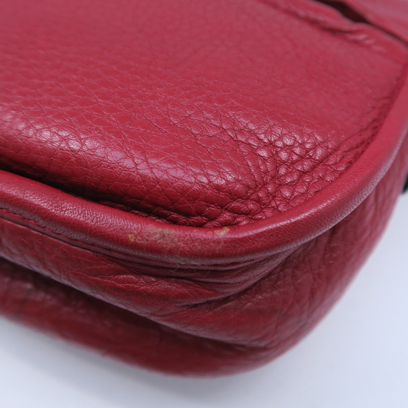 LOEWE 牛皮皮革Shoulder Bag銀扣肩背袋紅色