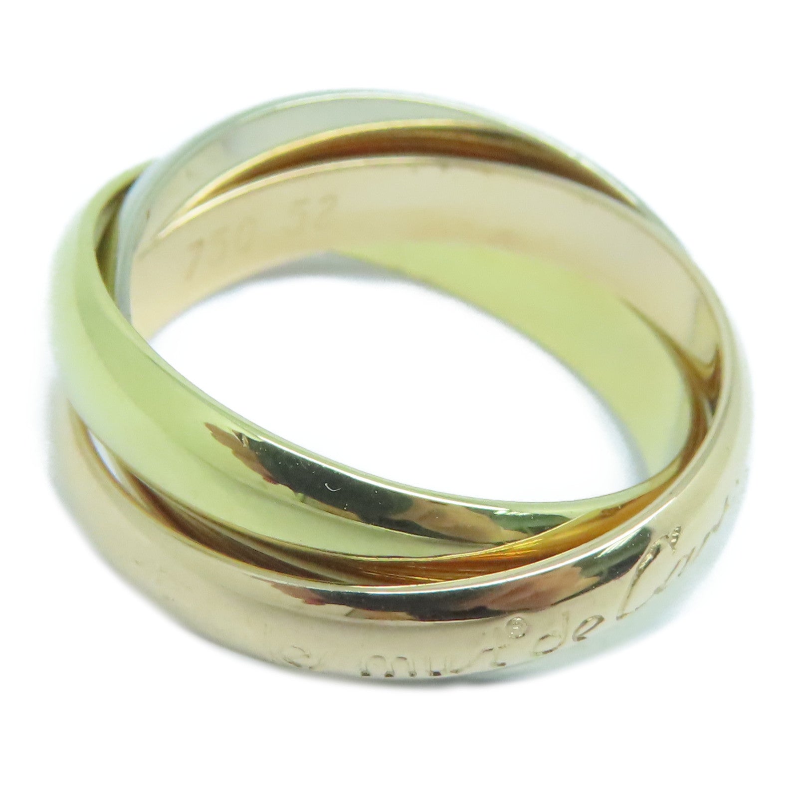 CARTIER 18K黃金/玫瑰金/白金Trinity戒指US#5.75/Cartier#52金色/粉金色/銀色