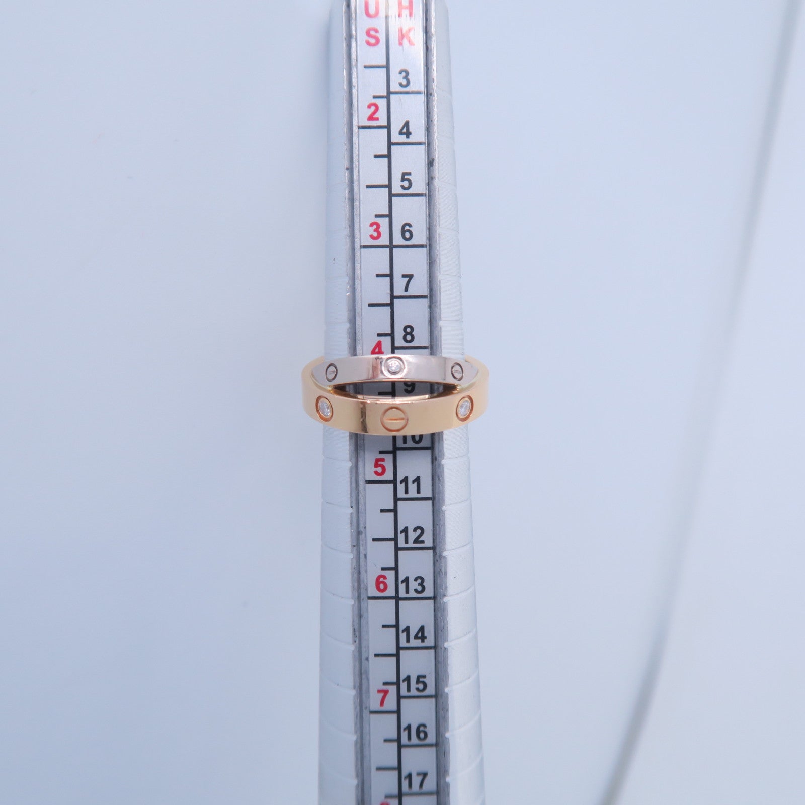 CARTIER 18K白金/18K玫瑰金Love Ring 6 Diamonds戒指Cartier#47/US#4.25