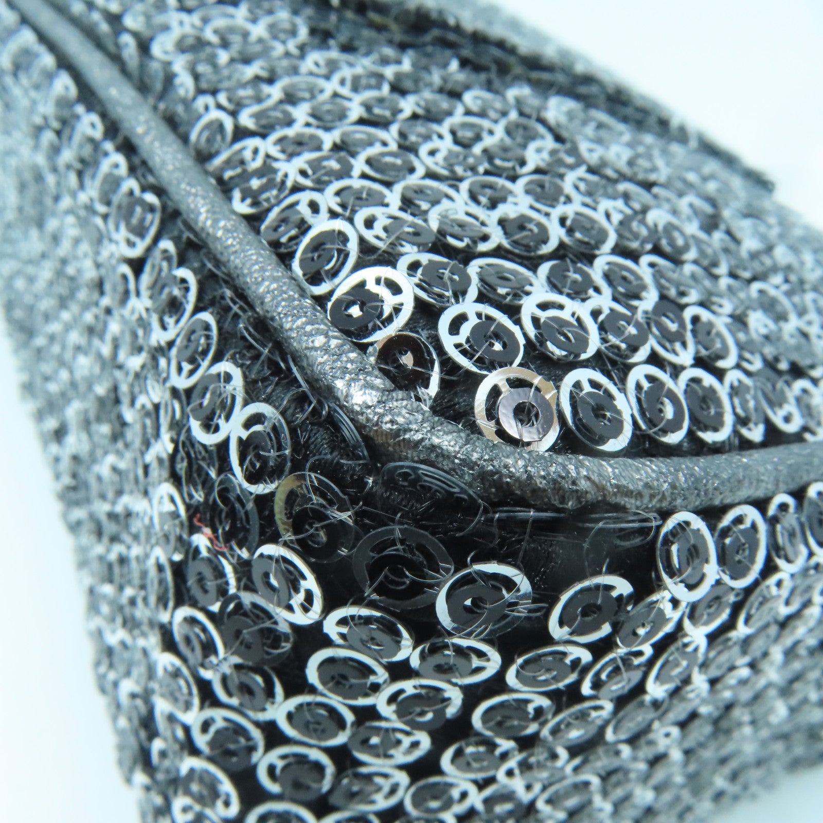 CHANEL beads Chain Shoulder silver buckle shoulder bag silver