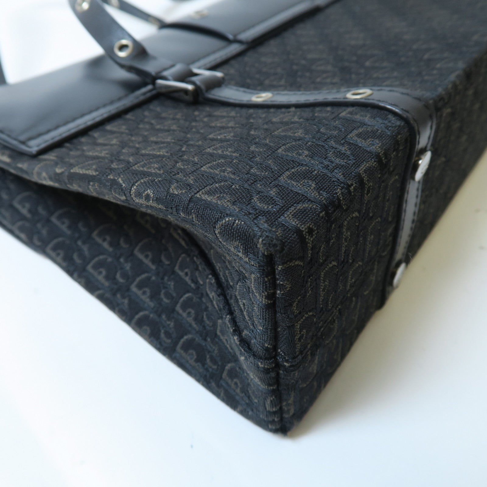 Dior 帆布Vintage Handbag銀扣手挽袋黑色