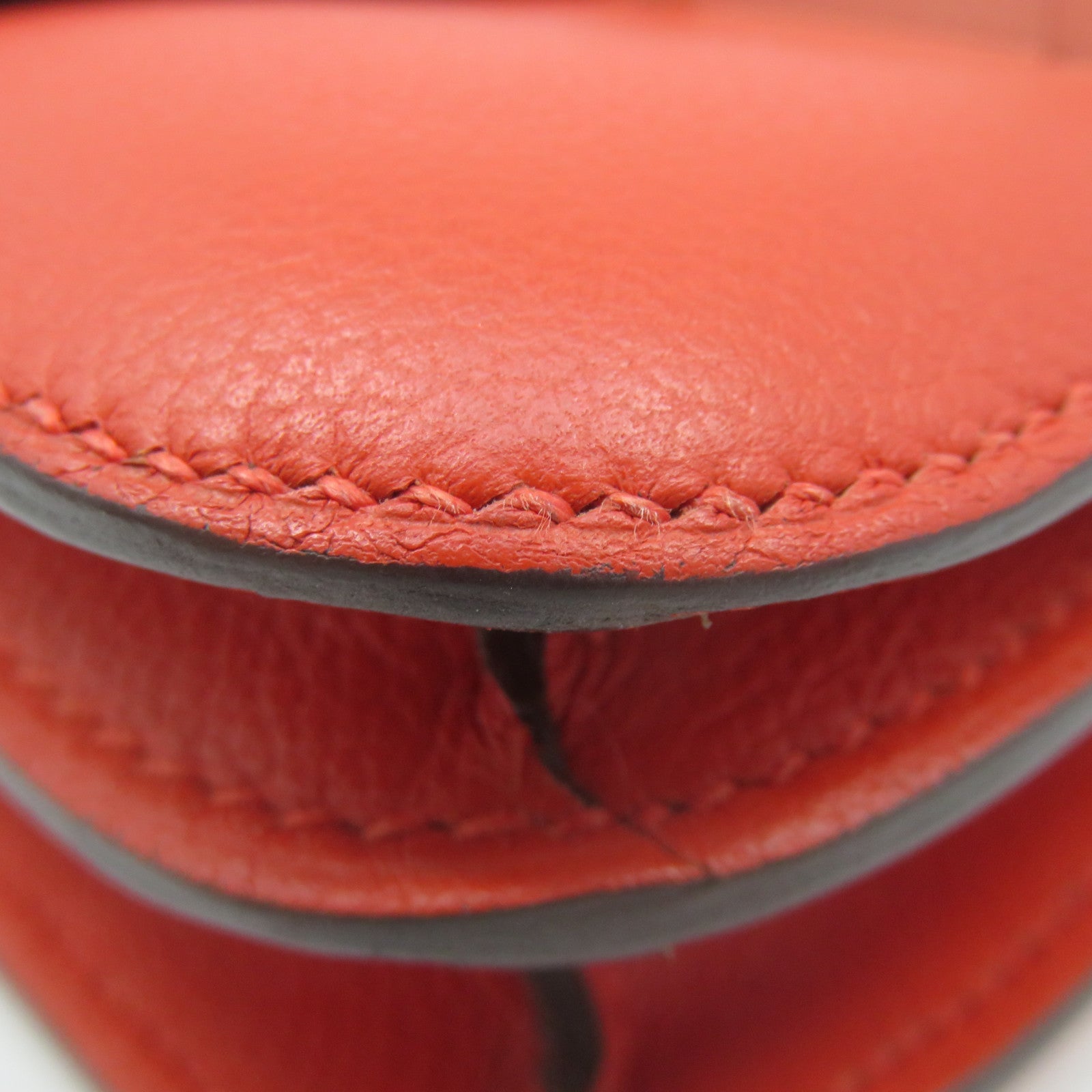 HERMES 【激減優惠】Evercolor皮革Constance Mini Shoulder Bag銀扣肩背袋Capucine火焰紅色