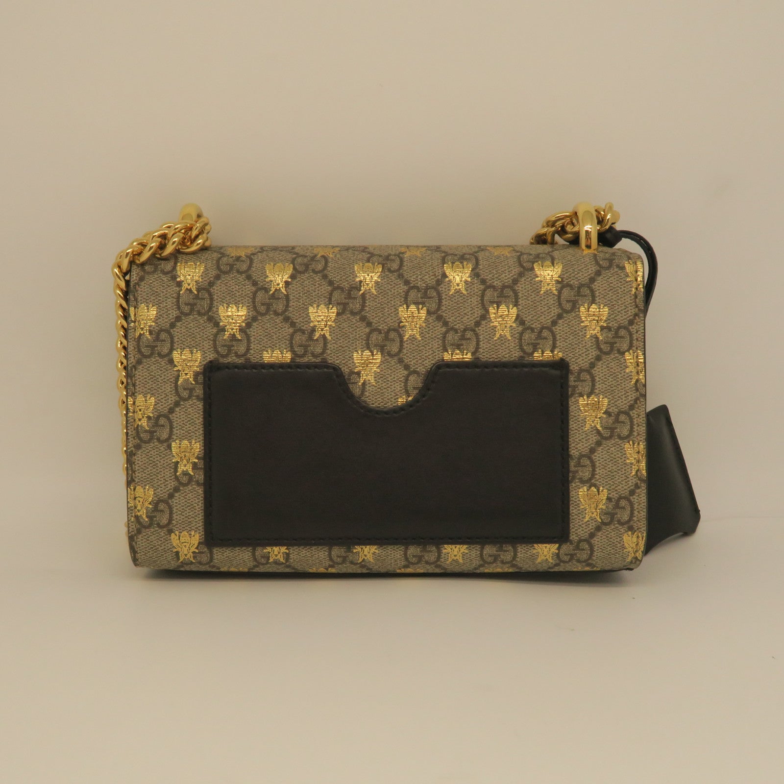 GUCCI Coated Canvas Chain Shoulder Gold Buckle Shoulder Bag Gray