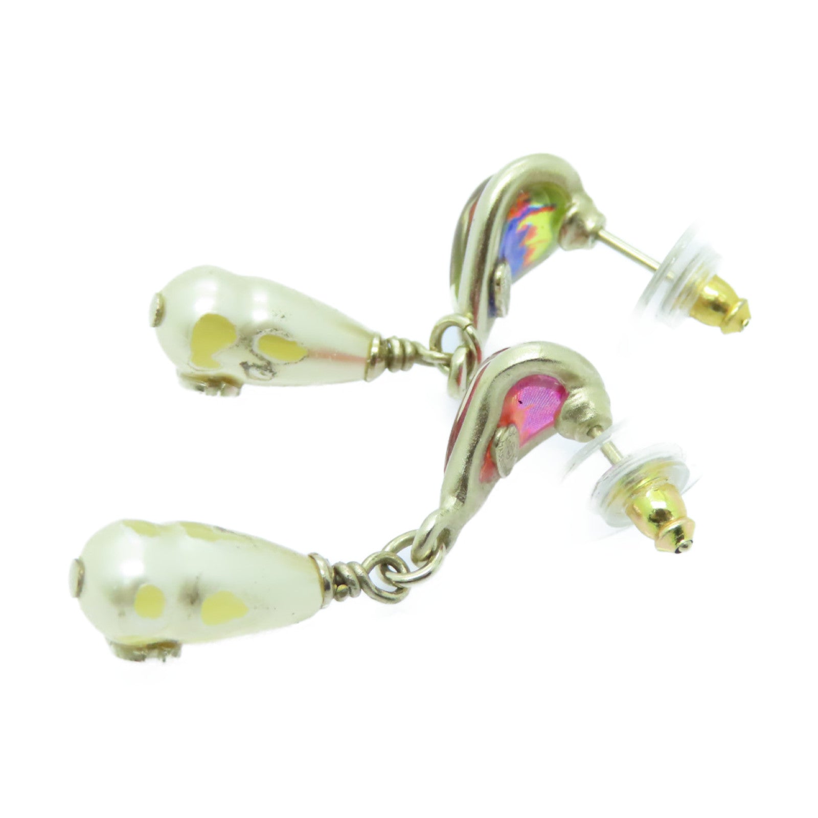 CHANEL 金屬/PVC Earrings耳環白色/藍色/粉紅色