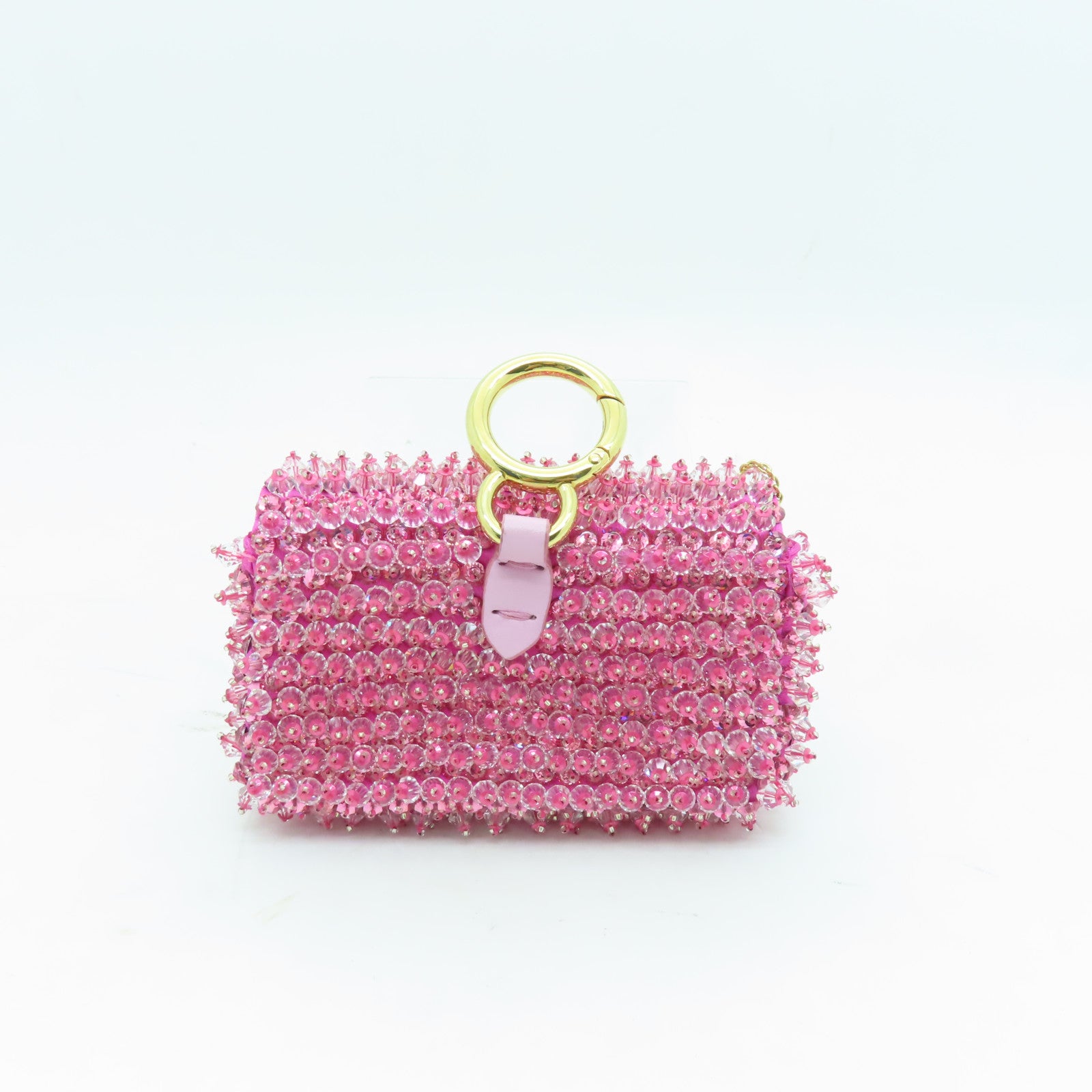 FENDI PVC Chain Shoulder Bag金扣鏈帶肩背袋粉紅色
