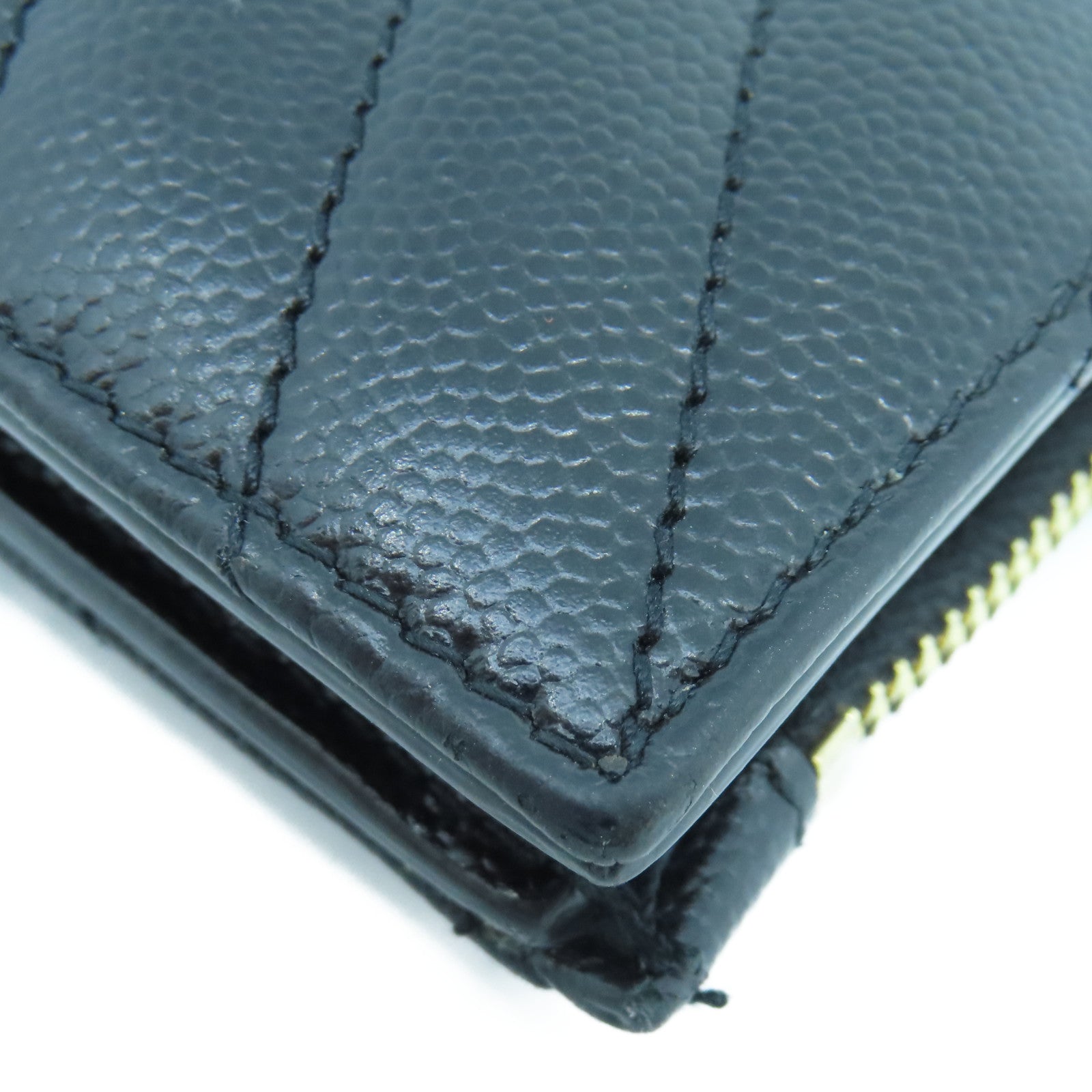 SAINT LAURENT Fold Wallet Gold Buckle Long Wallet in Twill Calfskin Leather