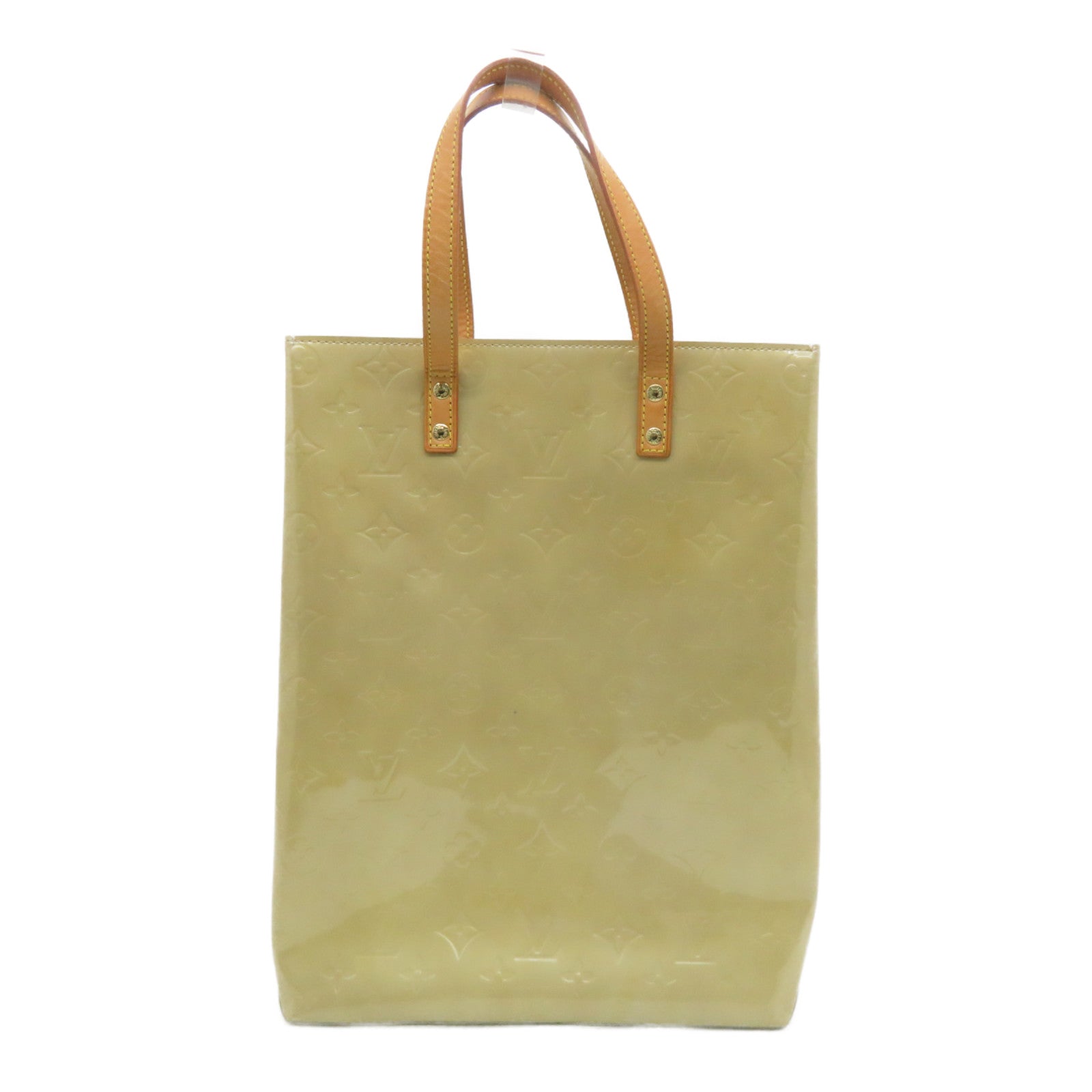 LOUIS VUITTON Vernis Lead MM金扣肩背袋淡黄色