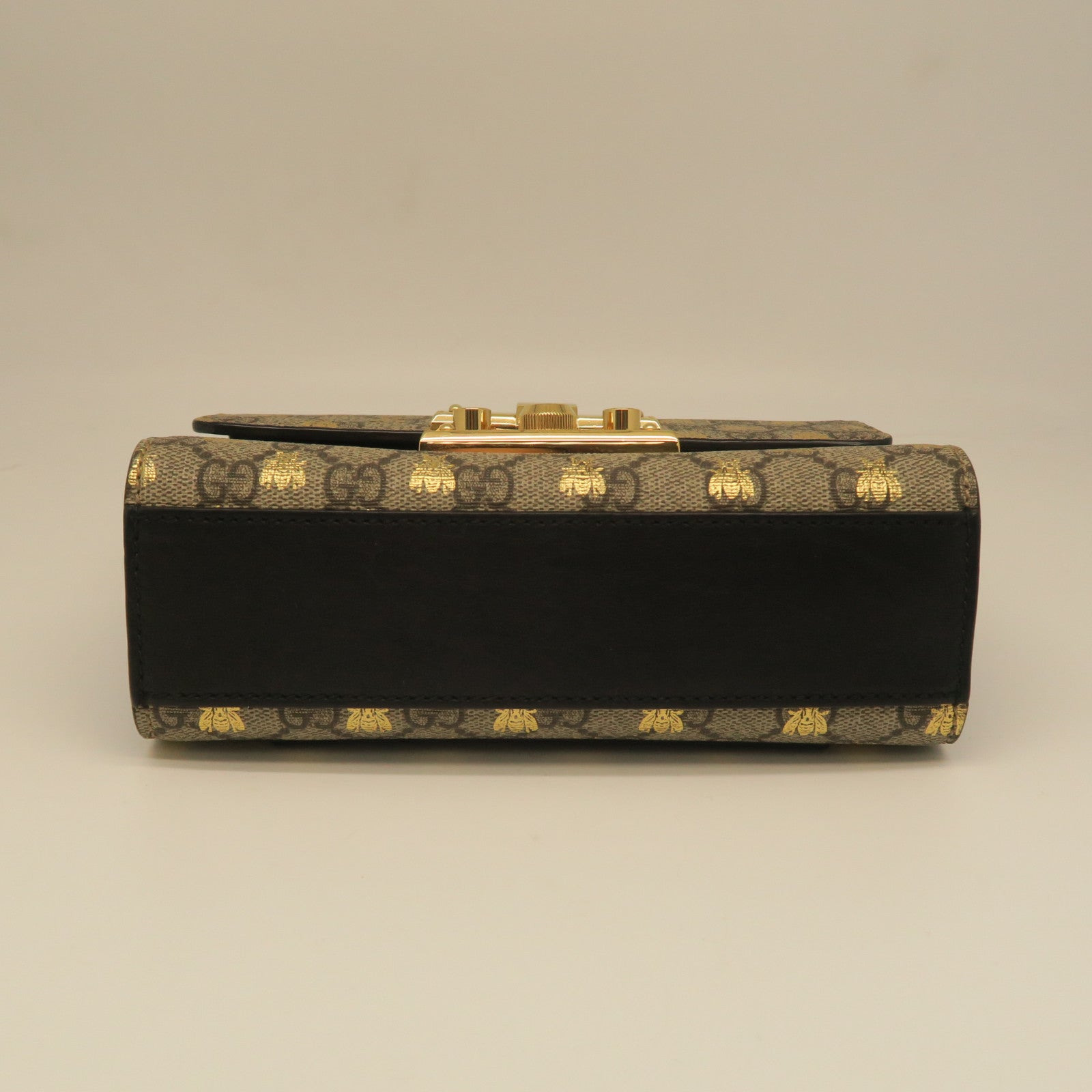 GUCCI Coated Canvas Chain Shoulder Gold Buckle Shoulder Bag Gray