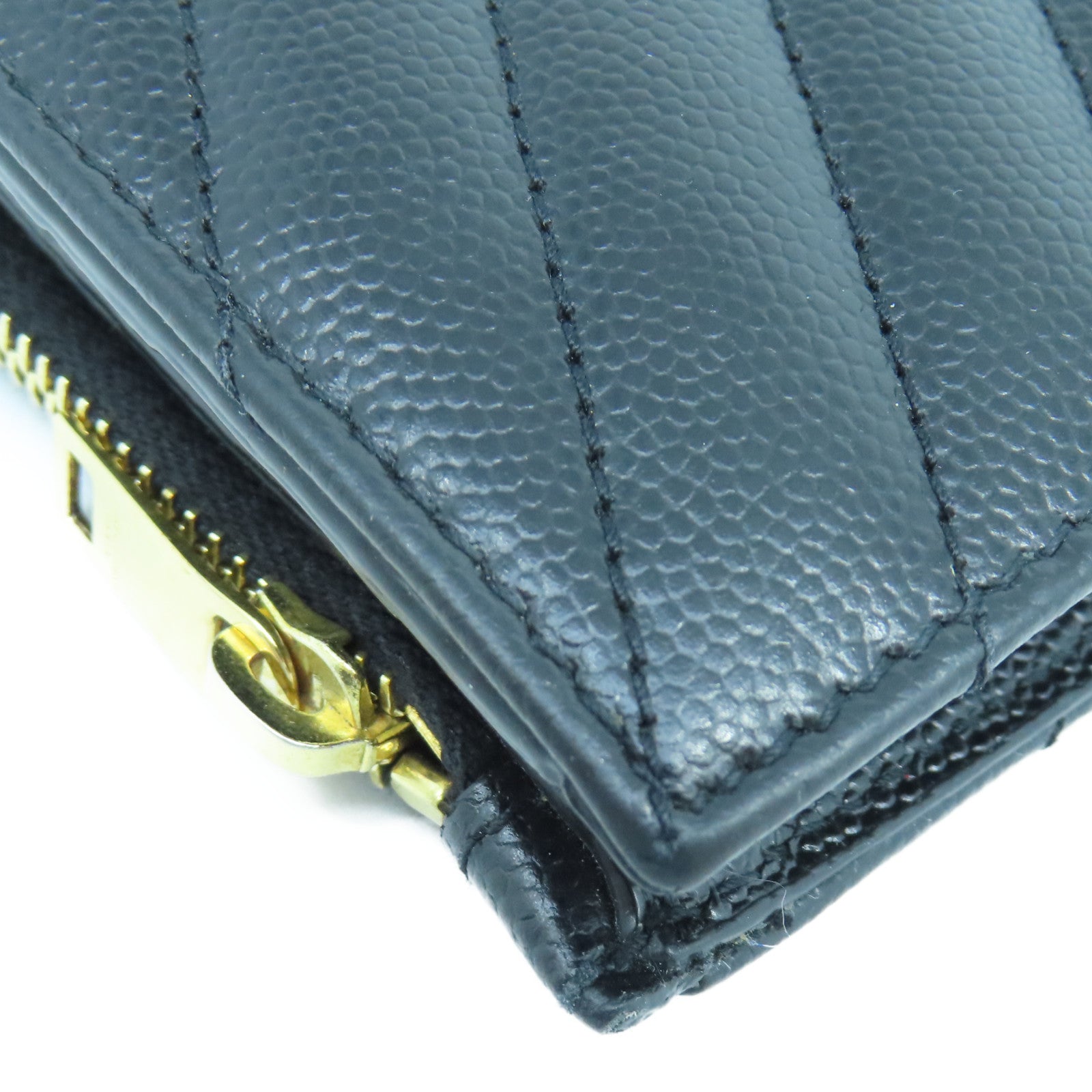 SAINT LAURENT Fold Wallet Gold Buckle Long Wallet in Twill Calfskin Leather