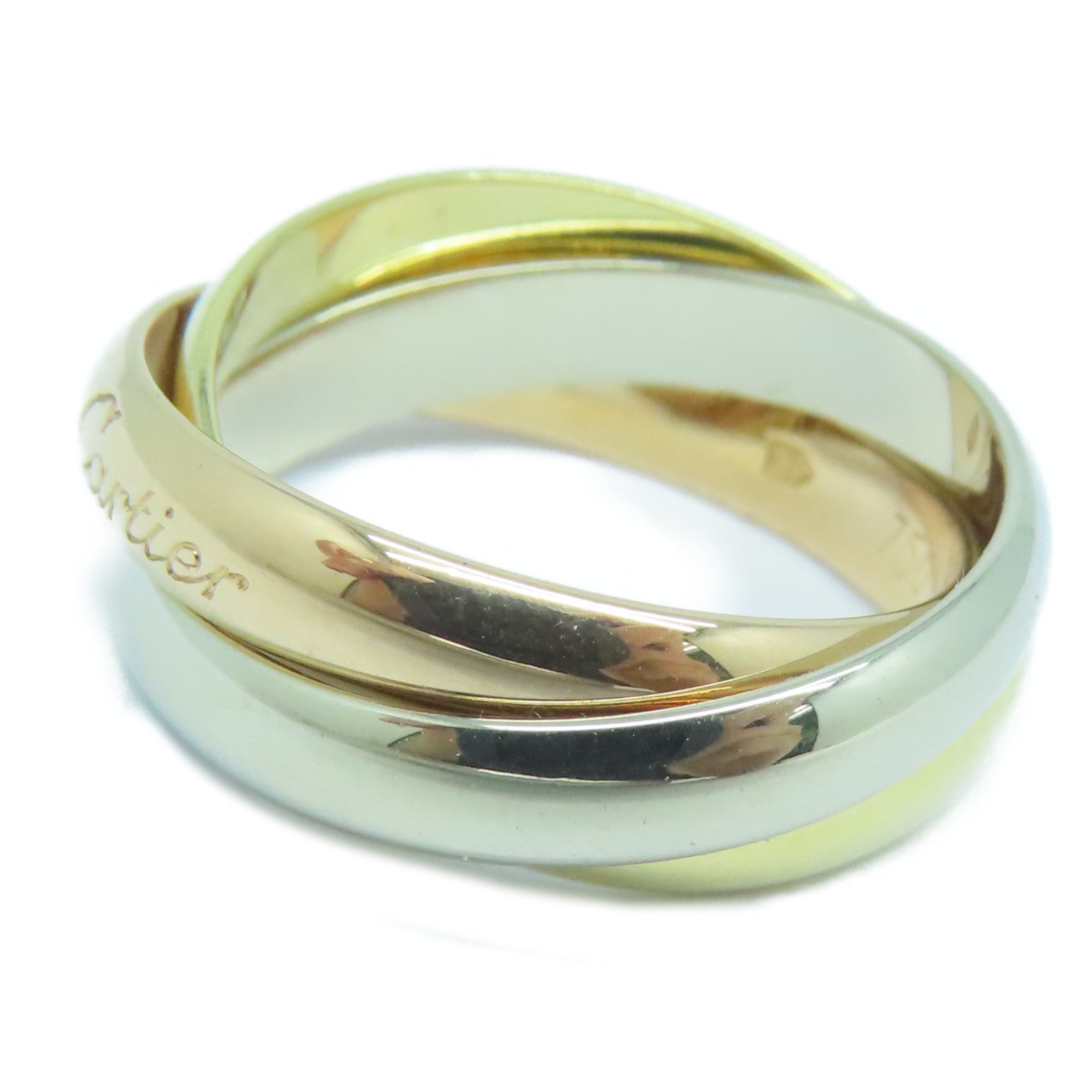 CARTIER 18K黃金/玫瑰金/白金Trinity戒指US#5.75/Cartier#52金色/粉金色/銀色