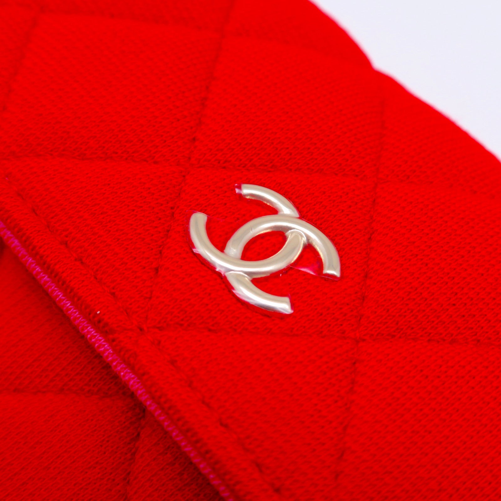 CHANEL 【激減優惠】菱格帆布Card Case With Chain金扣肩背袋紅色