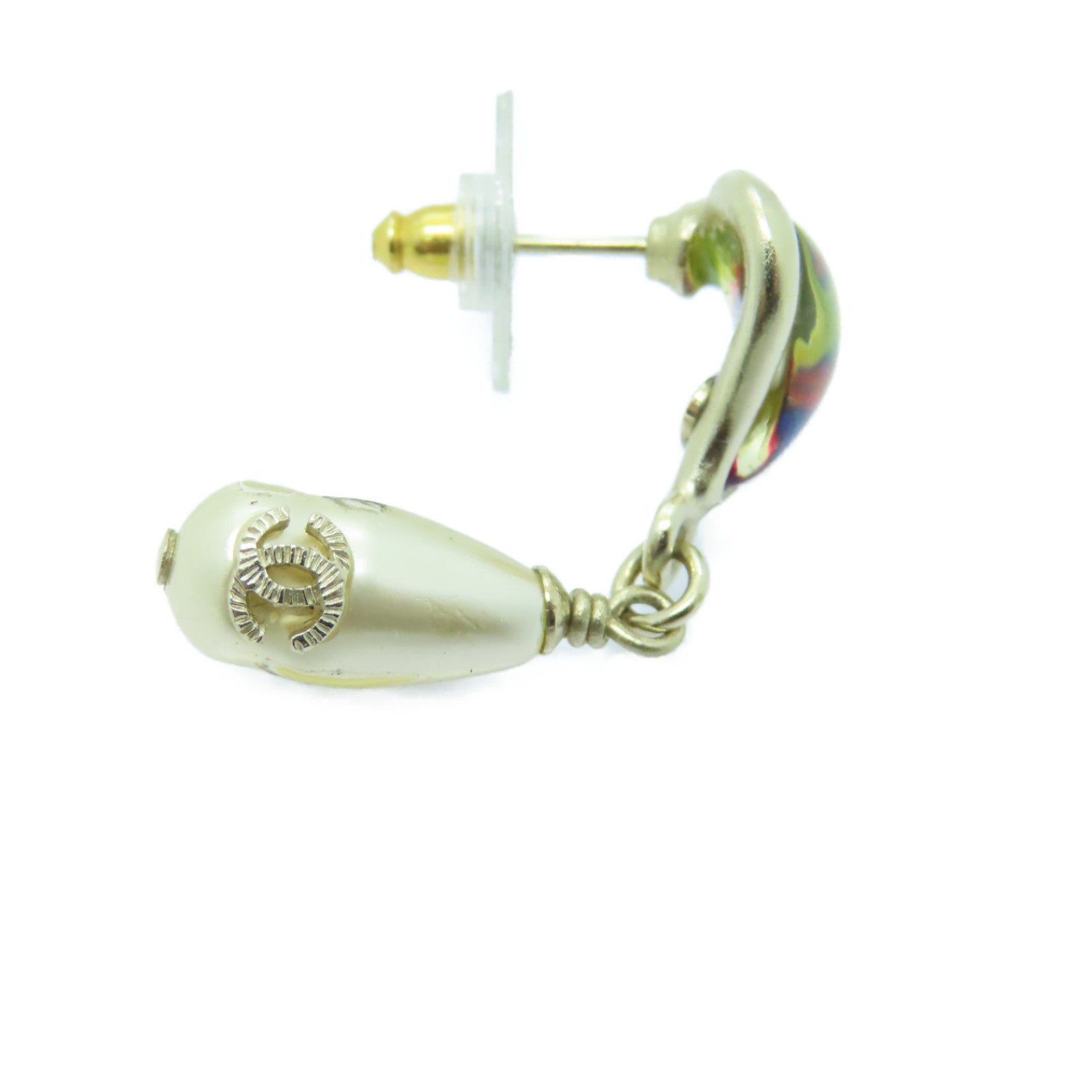 CHANEL 金屬/PVC Earrings耳環白色/藍色/粉紅色