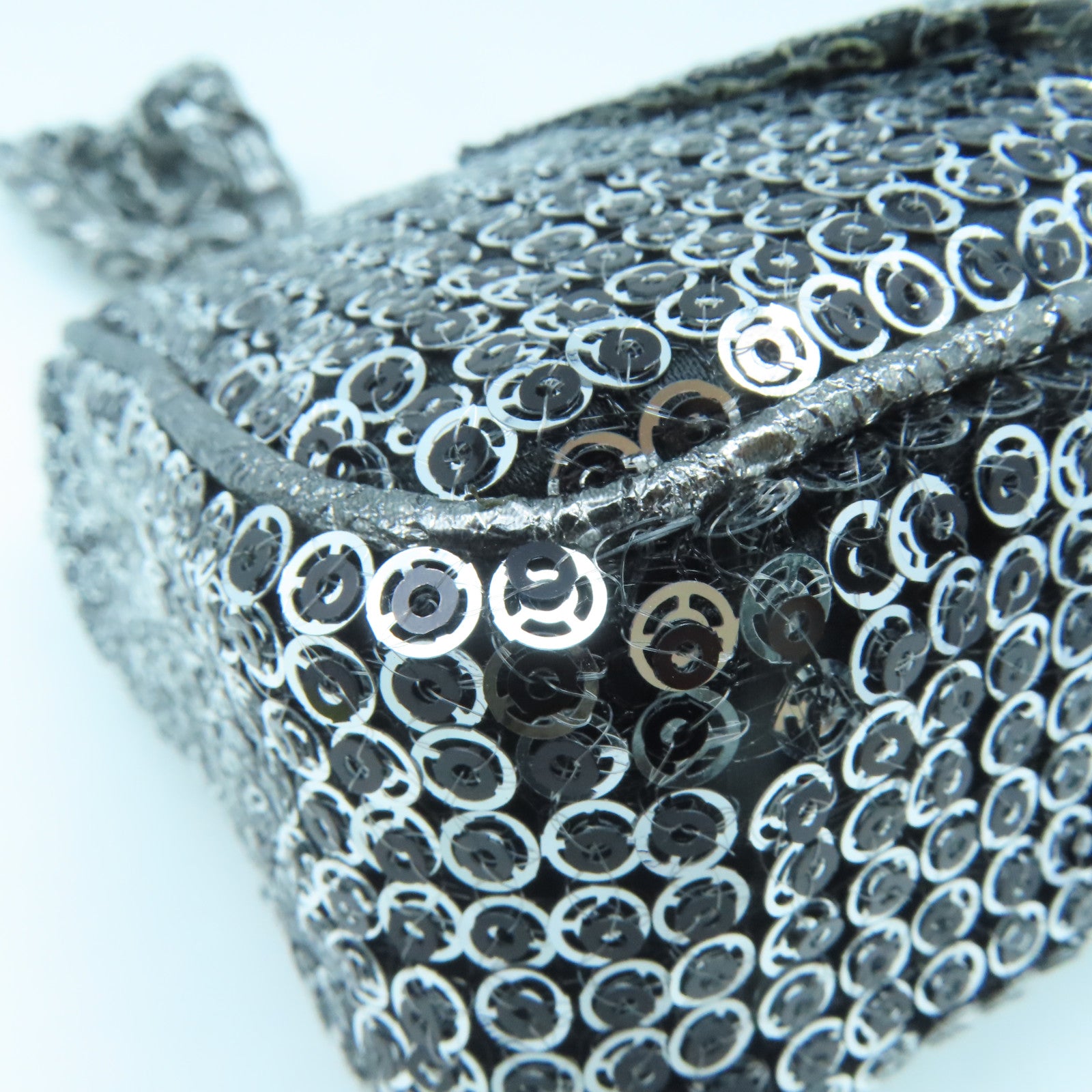 CHANEL beads Chain Shoulder silver buckle shoulder bag silver